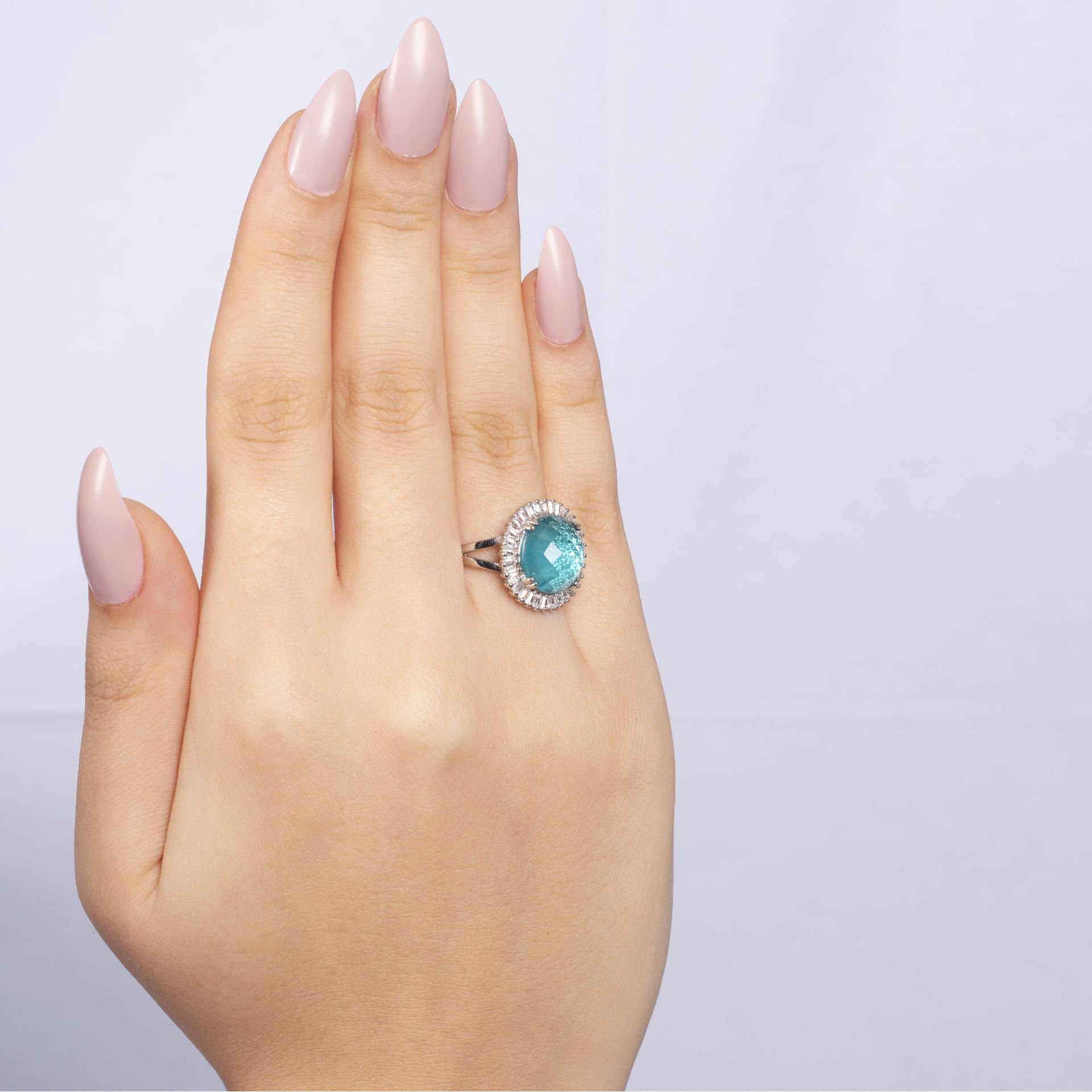Nur Silver Turkuaz Topaz Taşlı Gümüş Yüzük NUR-YK00308