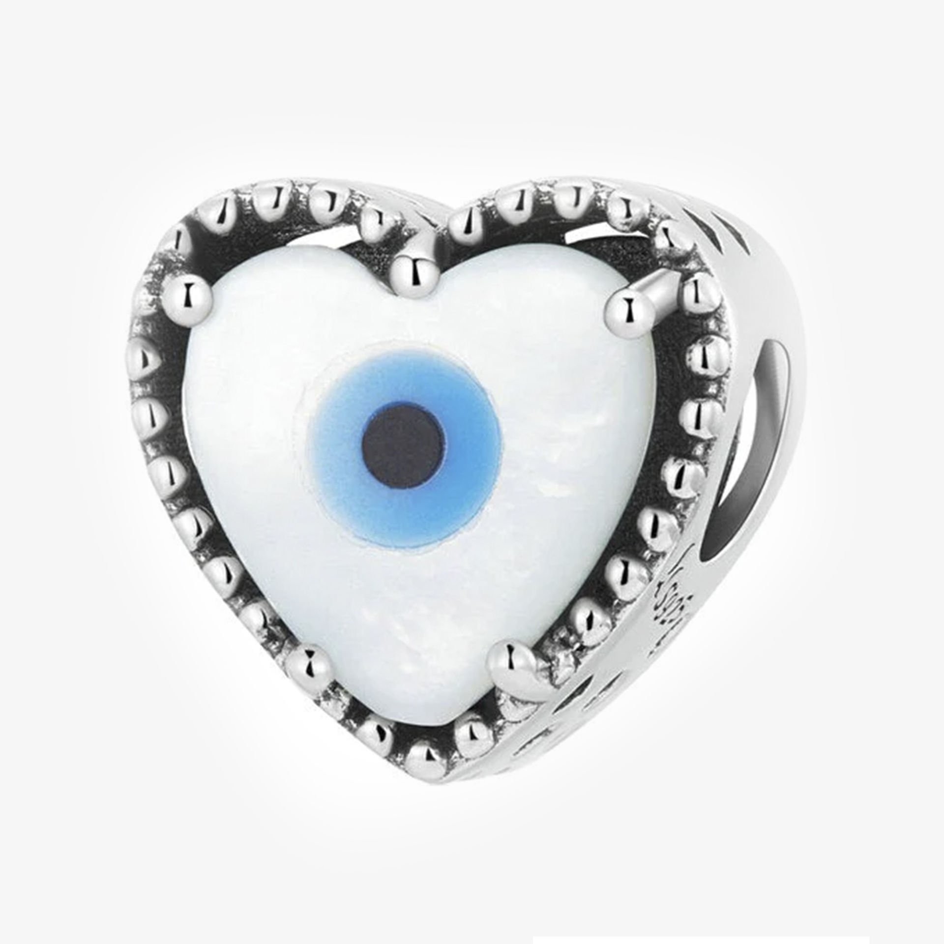 Nur Silver Nazar Boncuğu Kalp Gümüş Charm NUR-BL00269