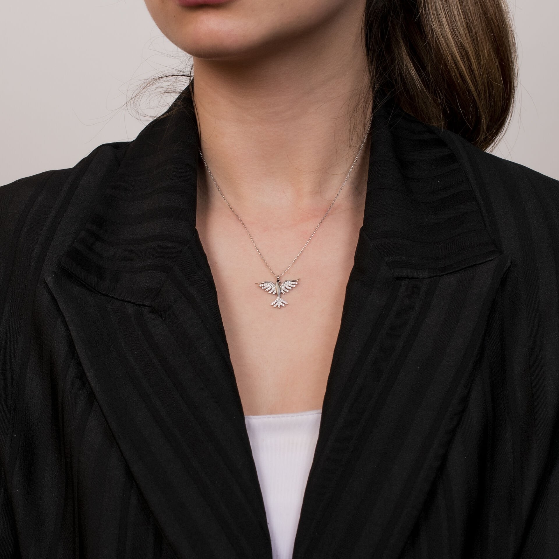 Nur Silver Zümrüdü Anka Kuşu Gümüş Kolye NUR-KL02618
