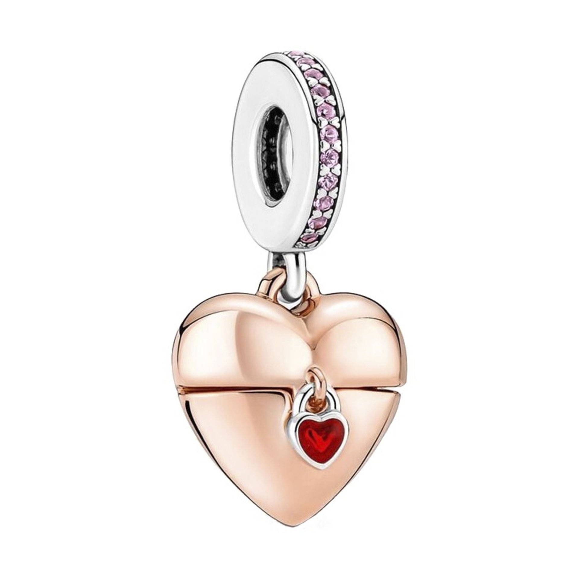 Nur Silver Aşkınızı Ortaya Çıkarın Kalp Madalyon Gümüş Charm NUR-CM00272