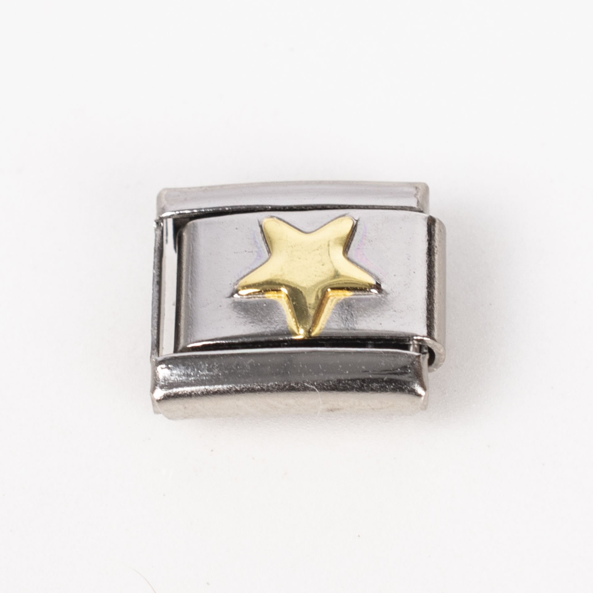 Nur Silver Gold Detay Yıldızlı Çelik İtalyan Charmı NUR-İC00014