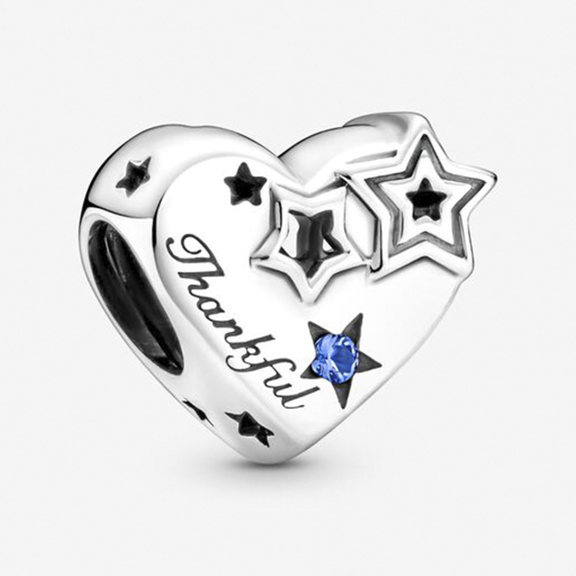 Nur Silver Minnettar Kalp ve Yıldızlar Gümüş Charm NUR-CM00389
