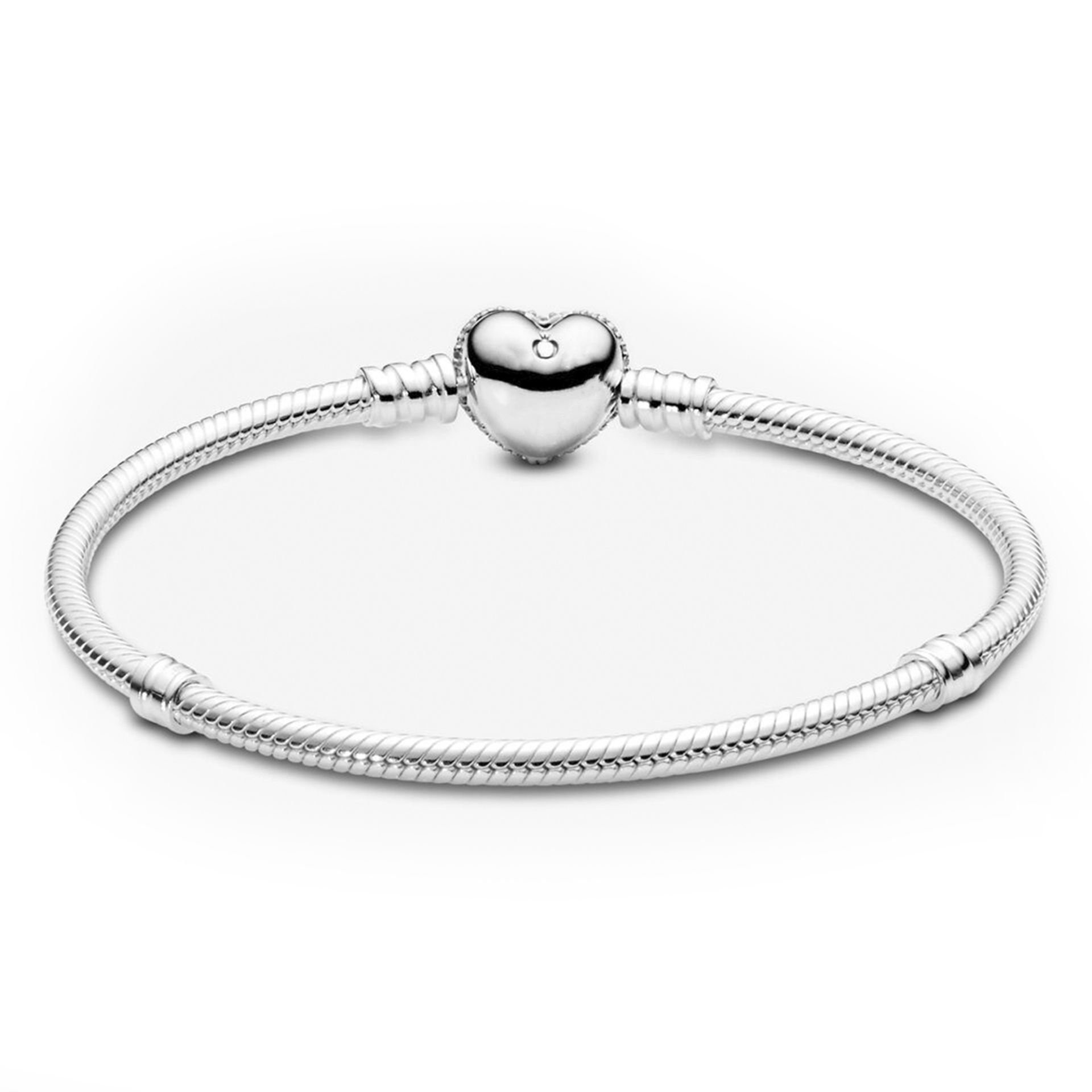 Nur Silver Işıltılı Kalp Kıvrımlı Zincir Gümüş Bileklik NUR-BL01418