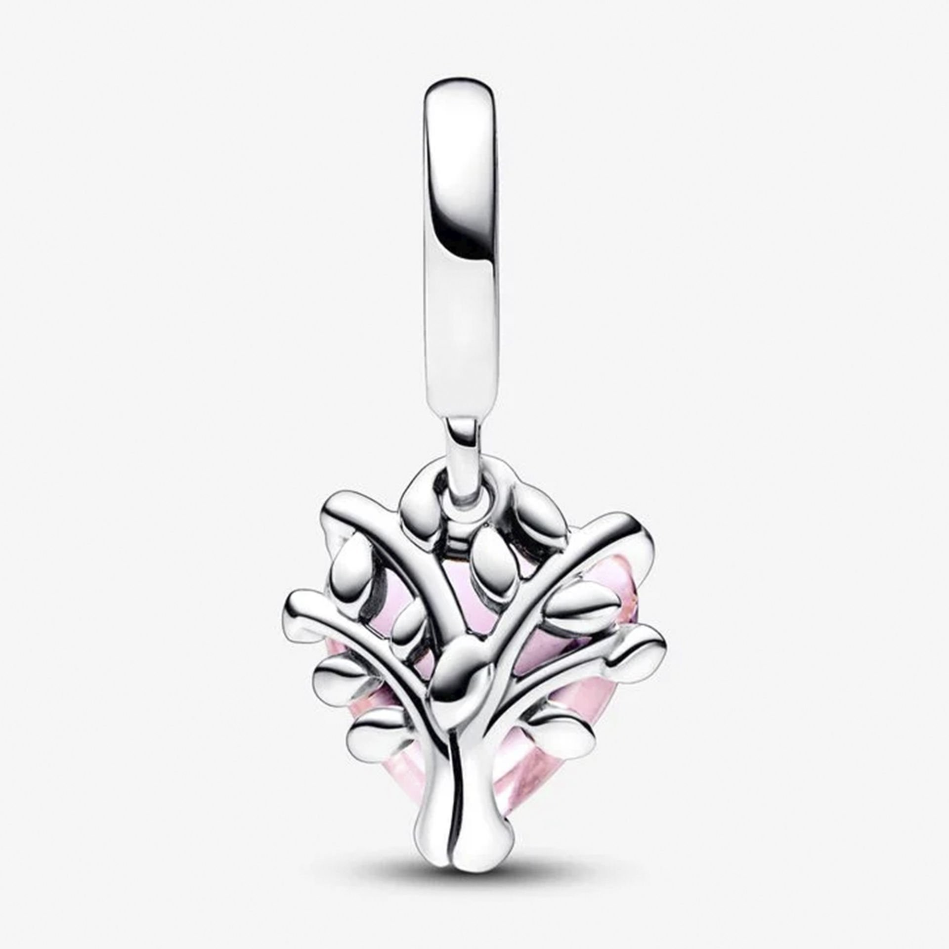 Nur Silver Pembe Aile Ağacı ve Kalp Sallantılı Charm NUR-CM00453