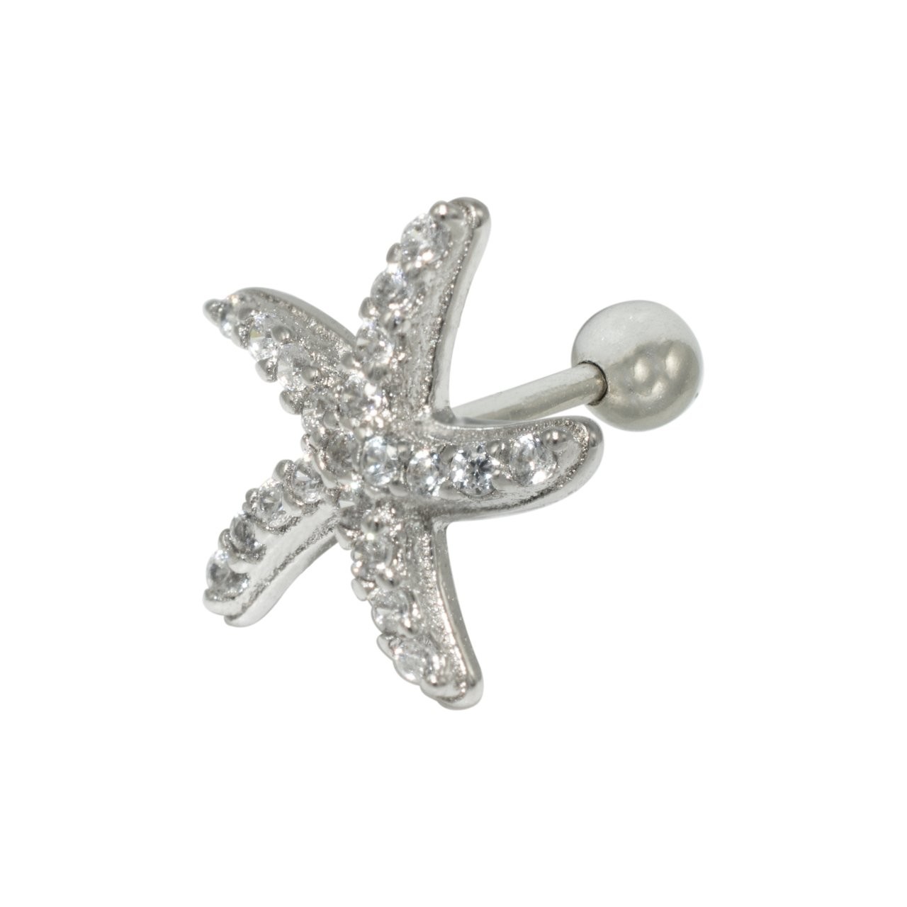 Nur Silver Yıldız Tragus Gümüş Küpe NUR-KP02024