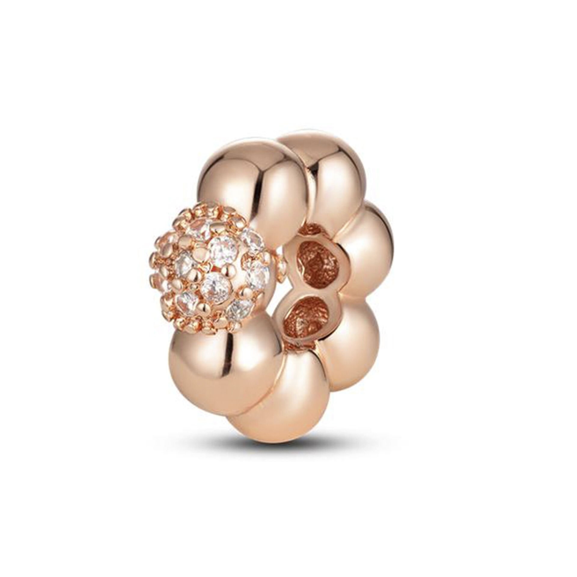 Nur Silver Rose Yuvarlak Taşlı Gümüş Charm NUR-BL00048