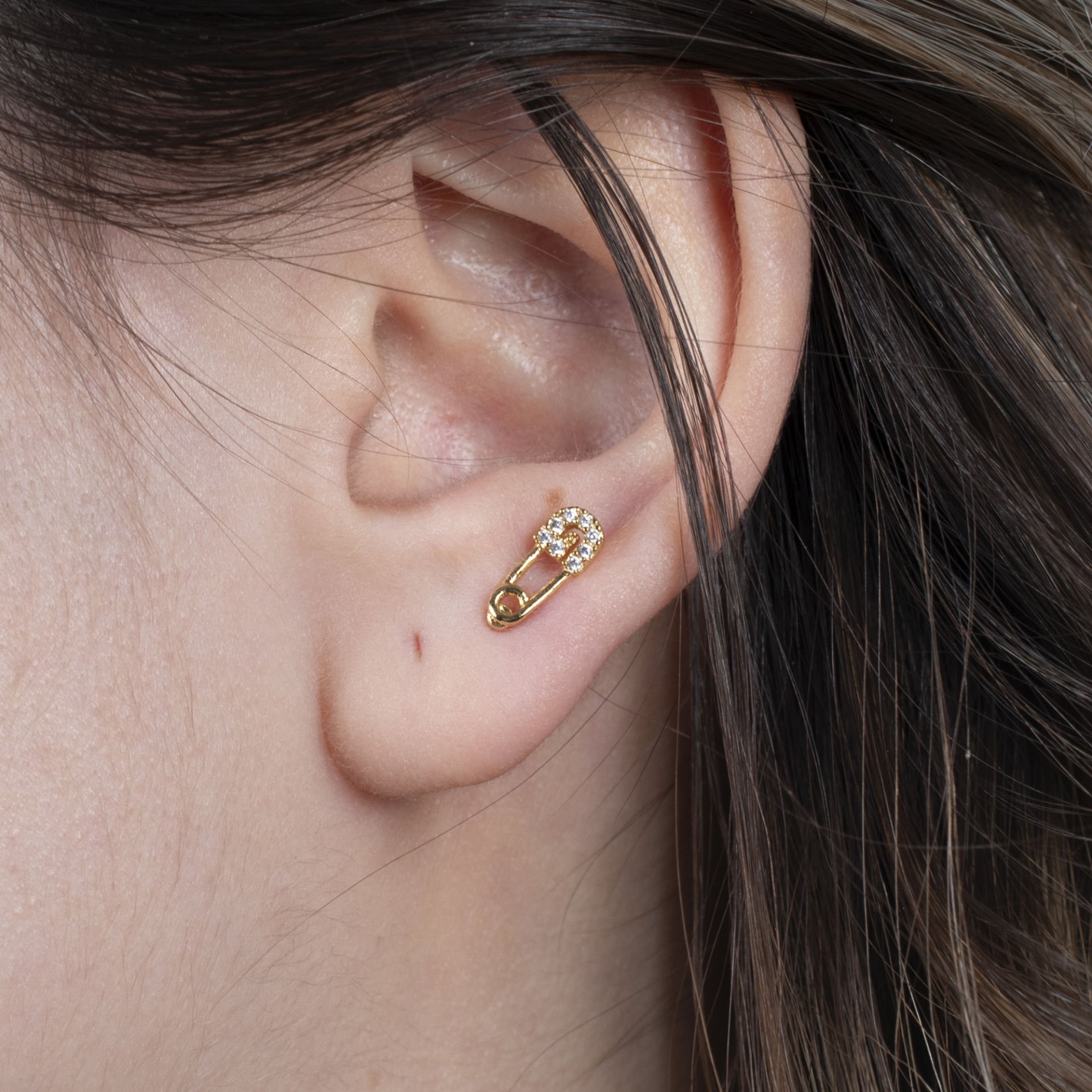 Nur Silver Fermuar Model Çelik Tragus Küpe NUR-KE03254