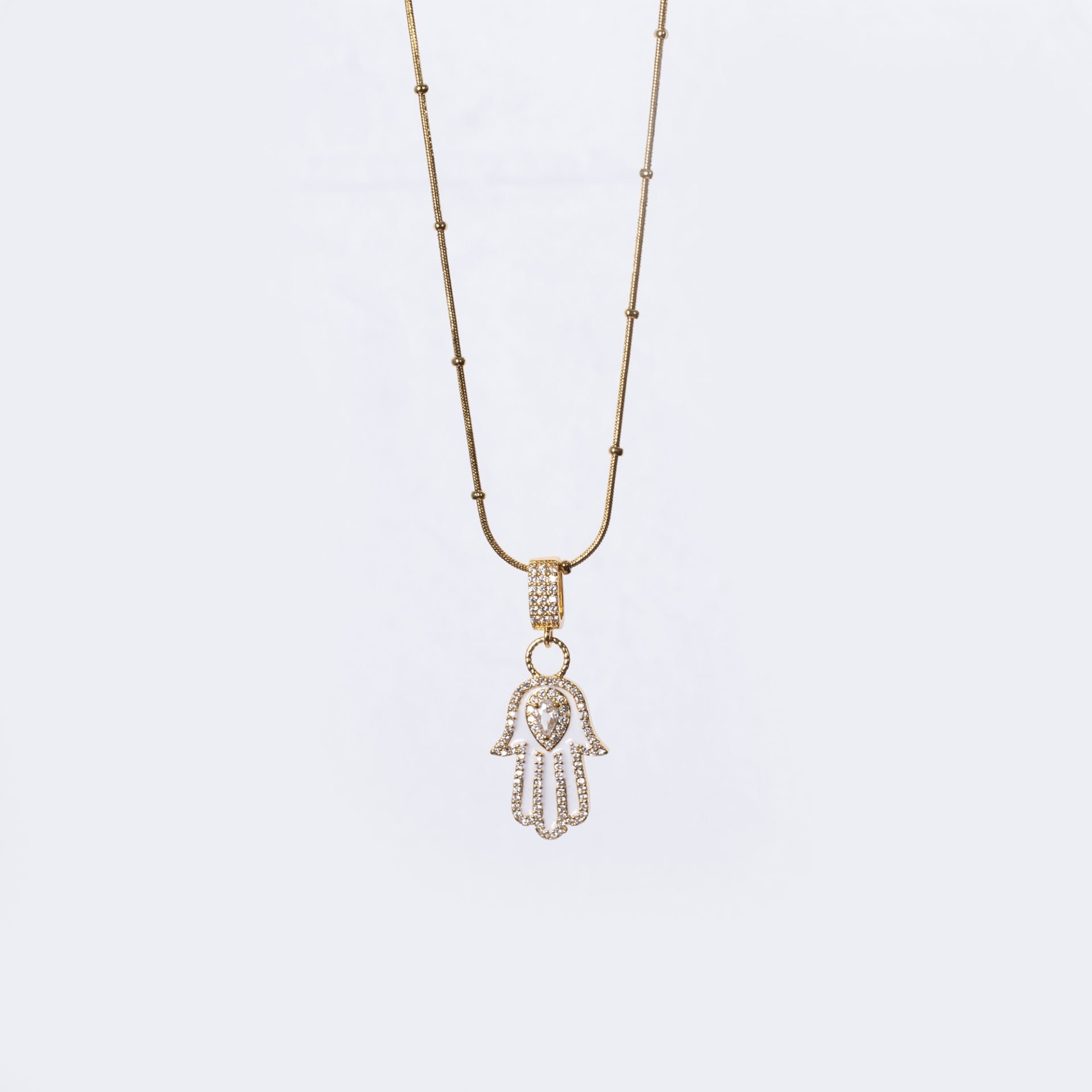 Nur Silver Fatma Ana Eli Madalyon Gold Çelik Kolye NUR-CL00336