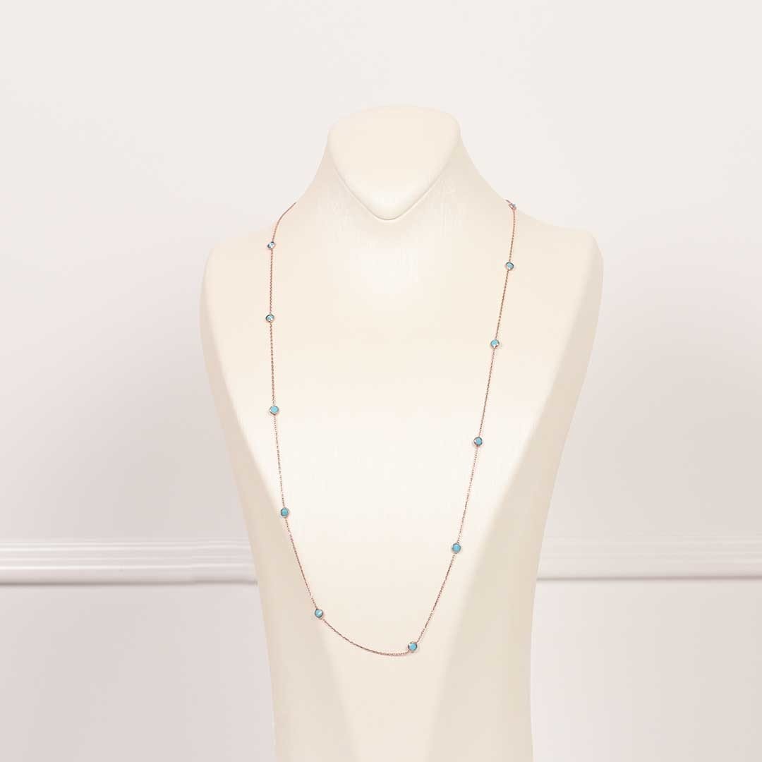 Nur Silver Mavi Taşlı Uzun Gümüş Kolye NUR-KL00129