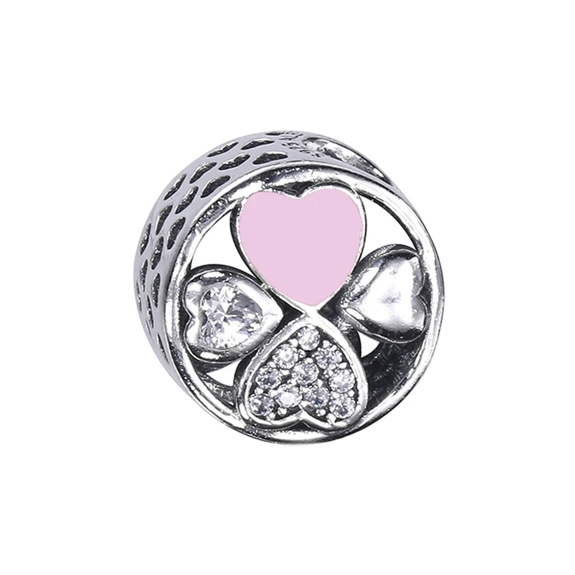 Nur Silver Kalp Detay Yonca Gümüş Charm NUR-BL00210