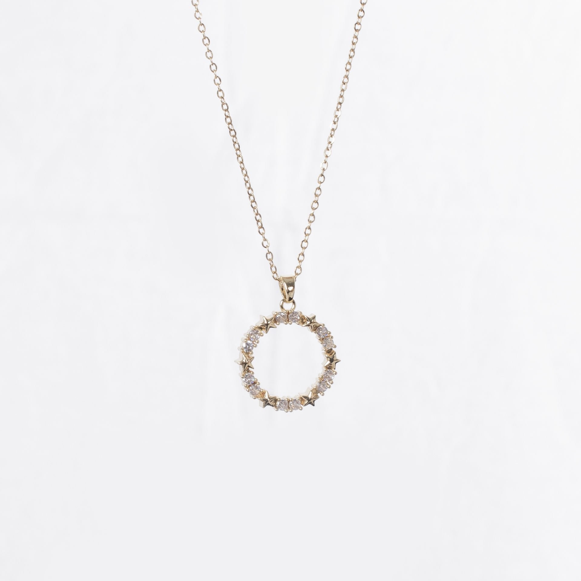 Nur Silver Taşlı Halkalı Yıldızlı Detay Çelik Kolye NUR-CL00394