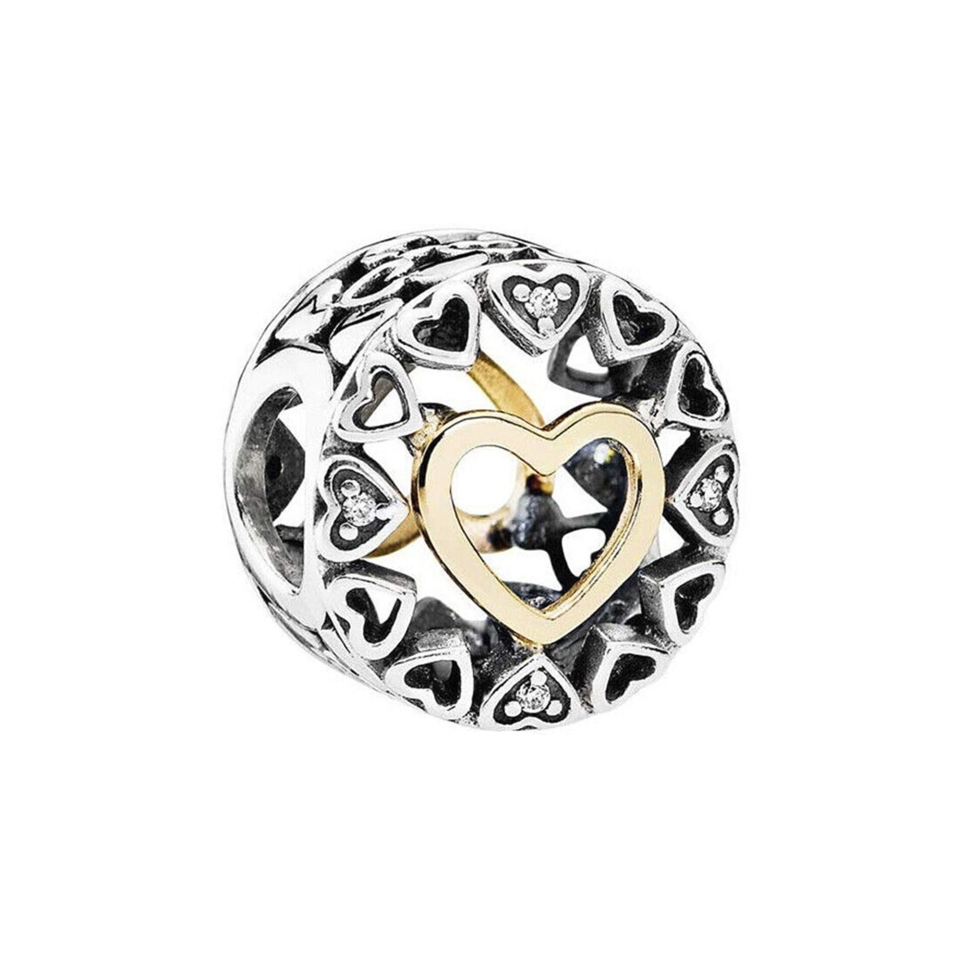 Nur Silver Gold Detay Kalpler Gümüş Charm NUR-BL00118