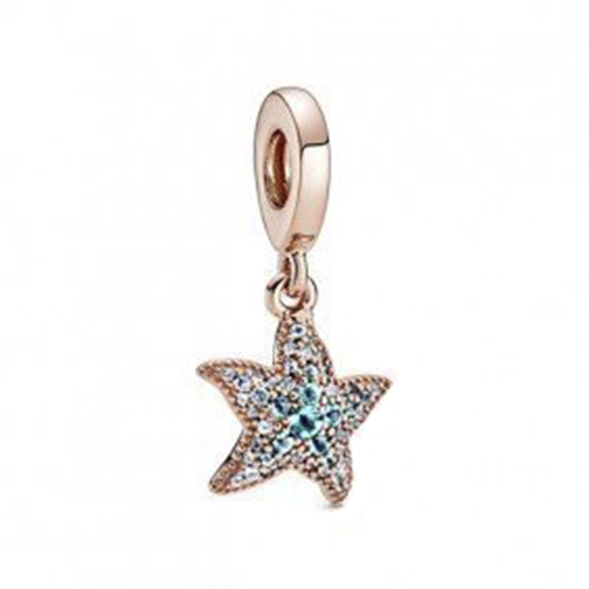 Nur Silver Rose Renkli Deniz Yıldızı Gümüş Charm NUR-BL00180