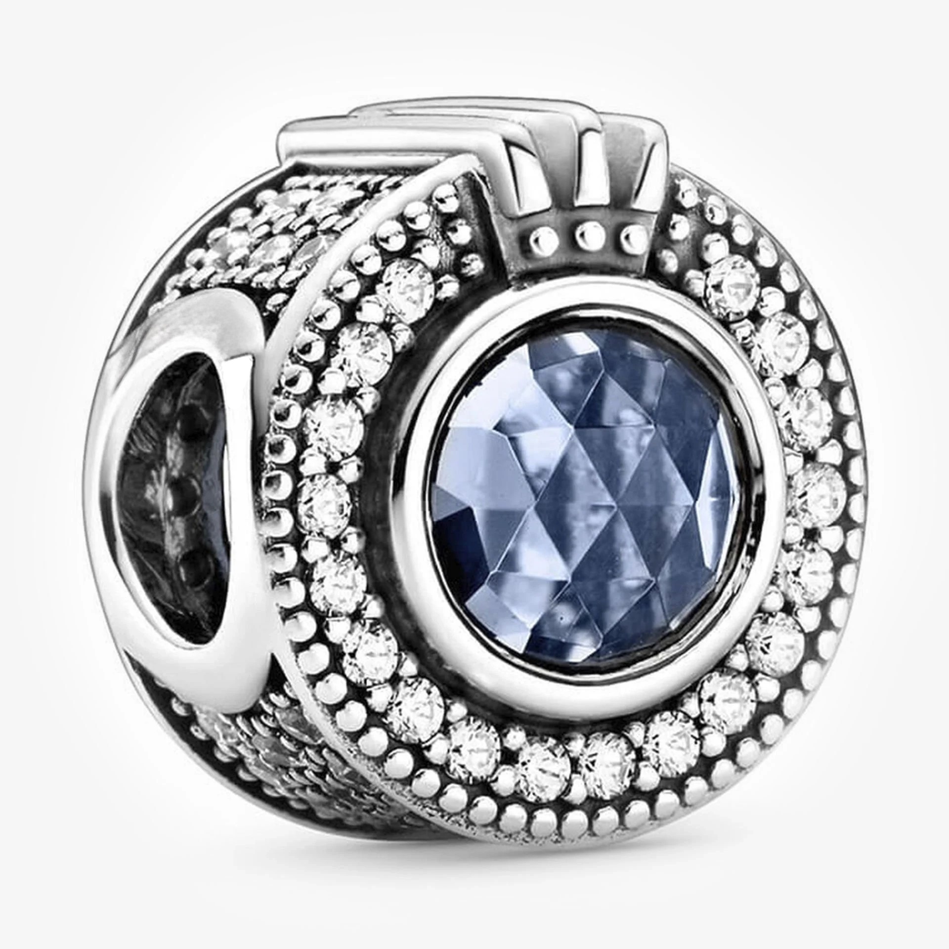 Nur Silver Mavi Taşlı Yuvarlak Gümüş Charm NUR-BL00271