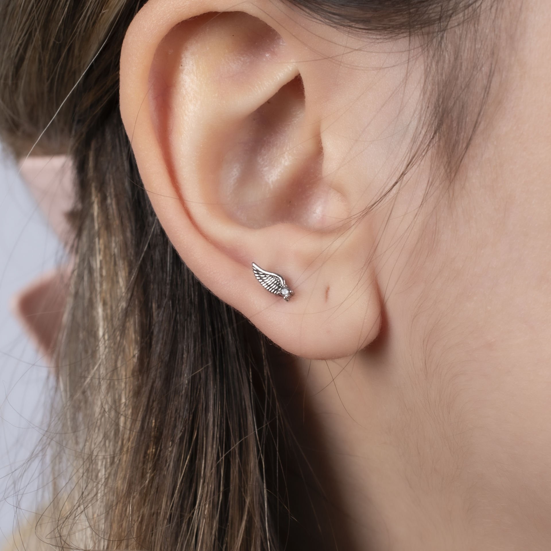 Nur Silver Çelik Tragus Küpe NUR-KE03322