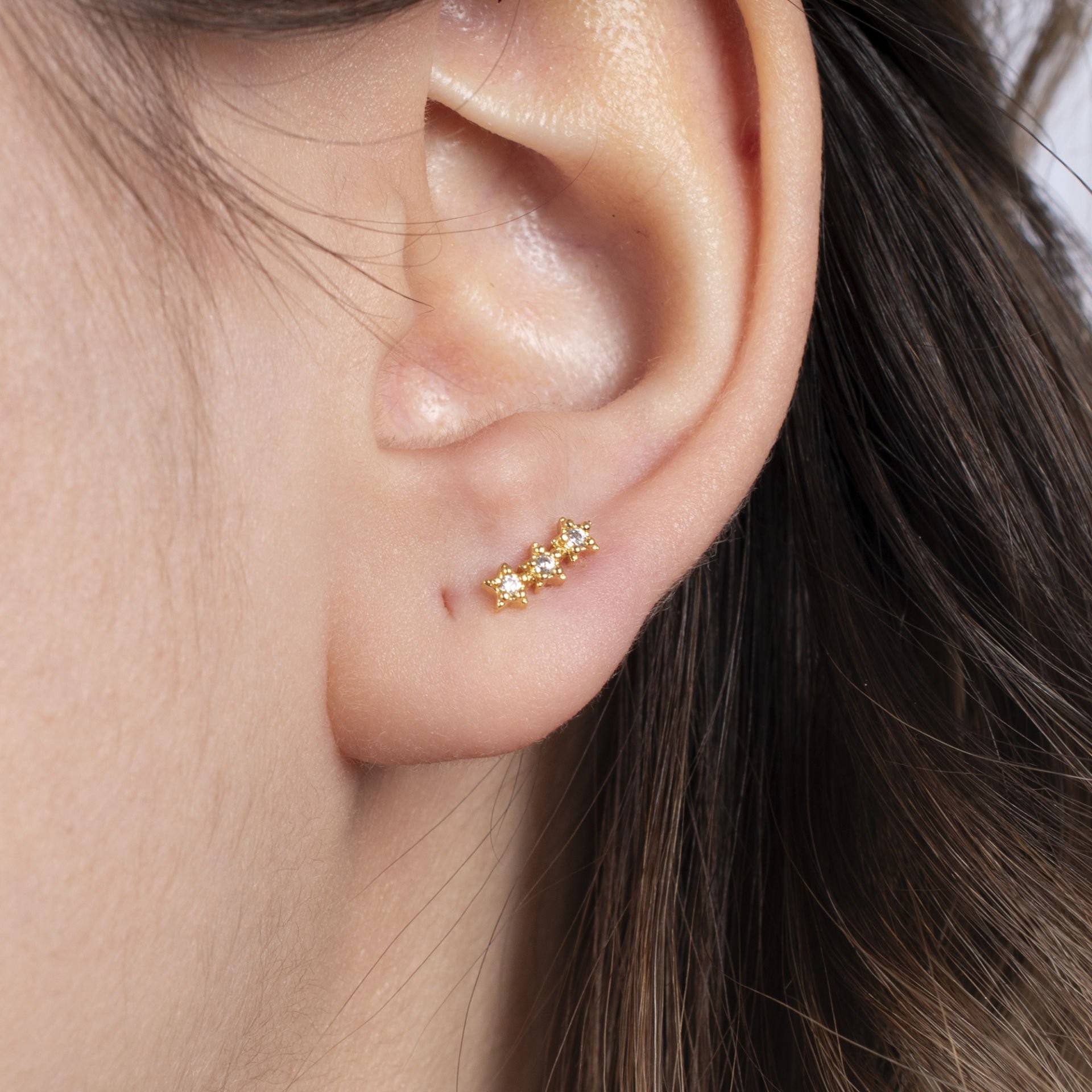Nur Silver Yıldızlı Çelik Tragus Küpe NUR-KE03261