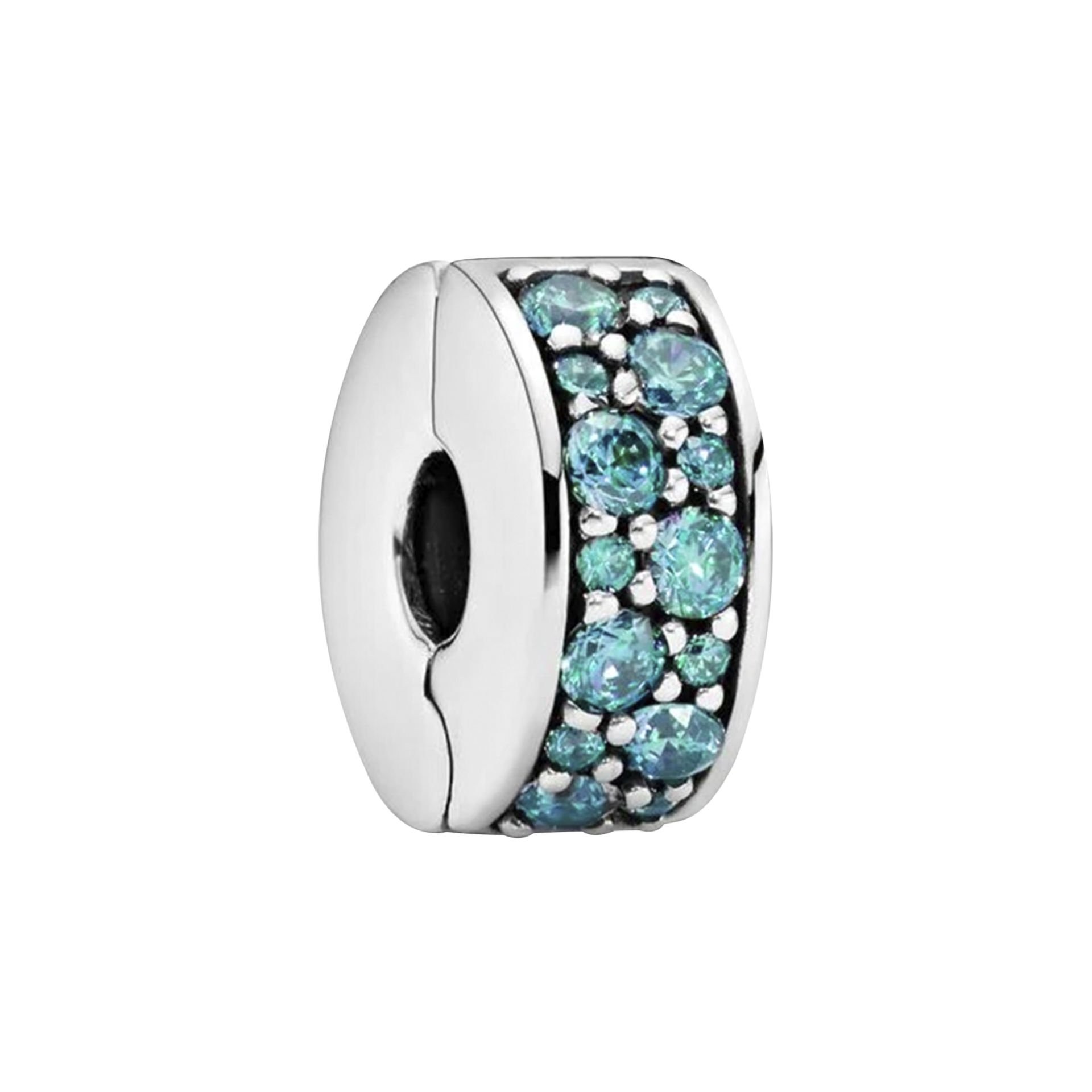 Nur Silver Mavi Taşlı Klips Gümüş Charm NUR-BL12497