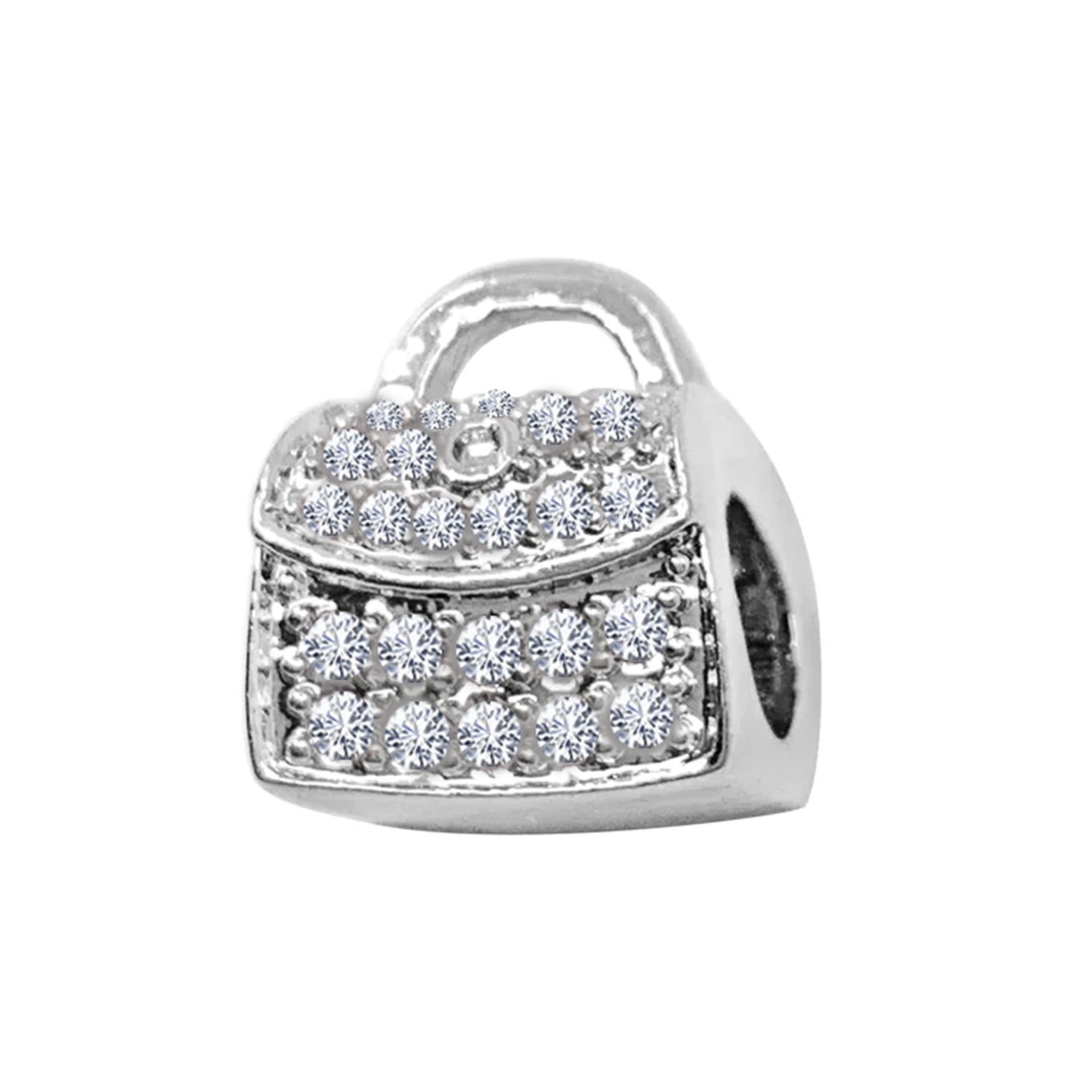 Nur Silver Işıltılı Valiz Gümüş Charm NUR-BL12431