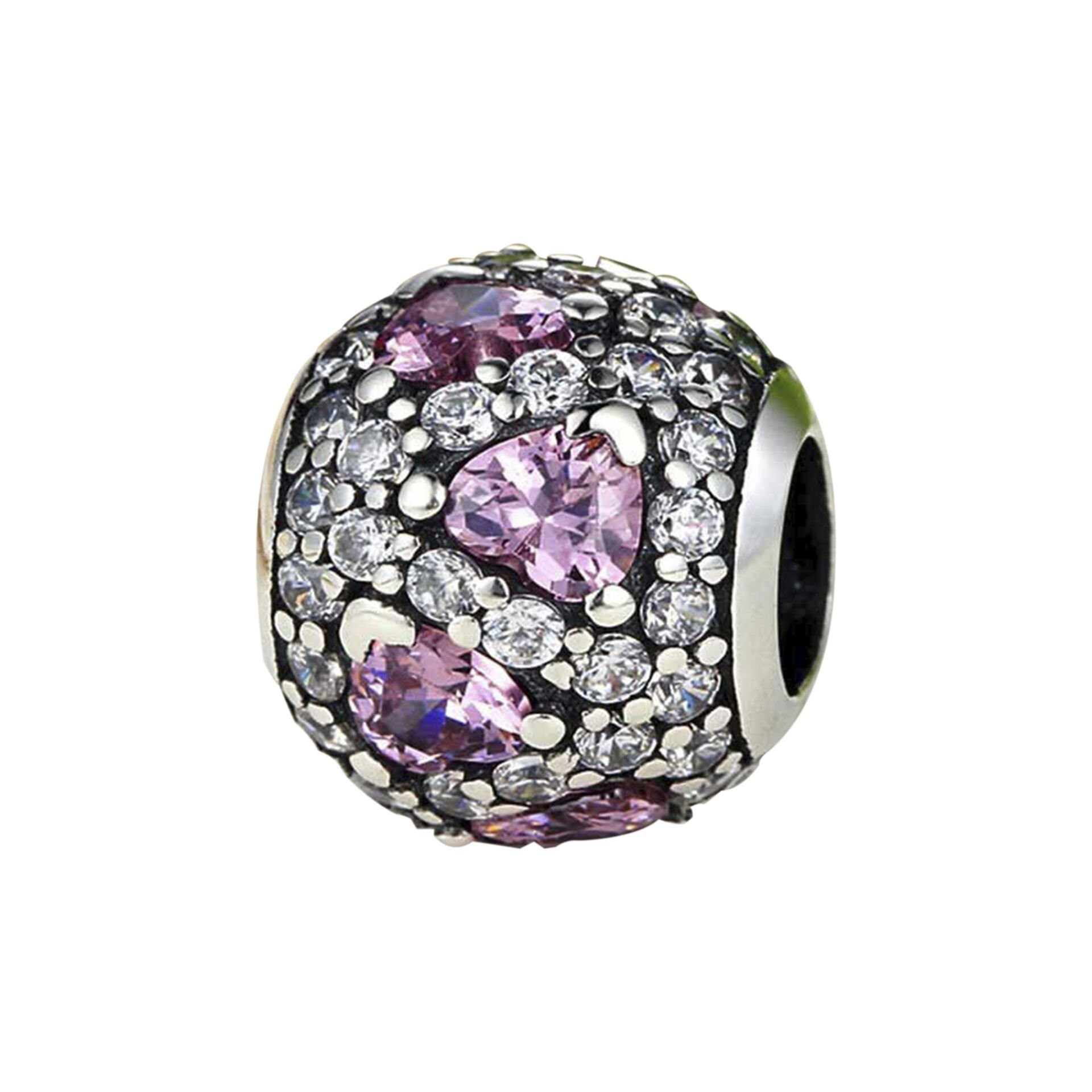 Nur Silver Pembe Kalpli Gümüş Charm NUR-BL12441