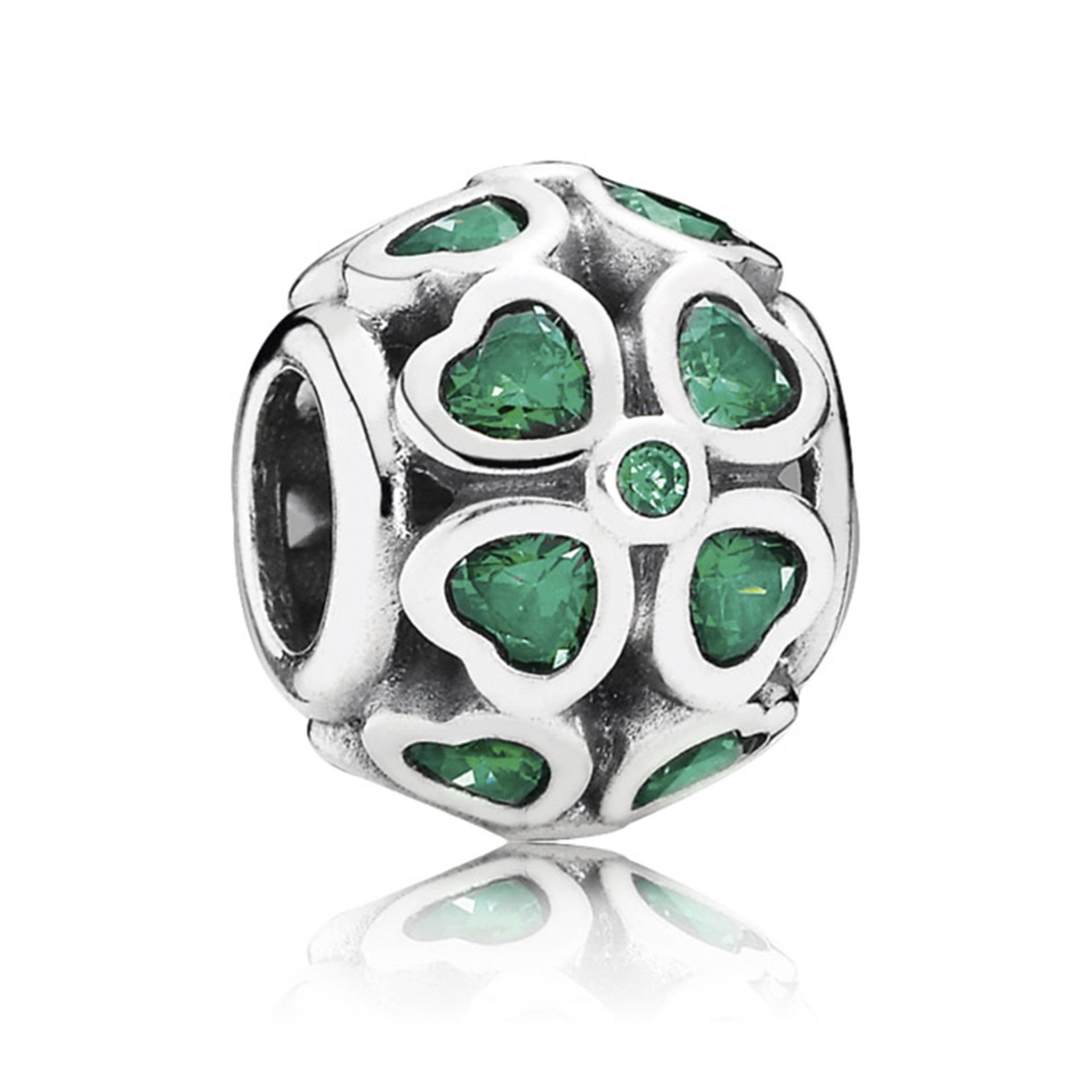 Nur Silver Koyu Yeşil Yonca Gümüş Charm NUR-CH00010