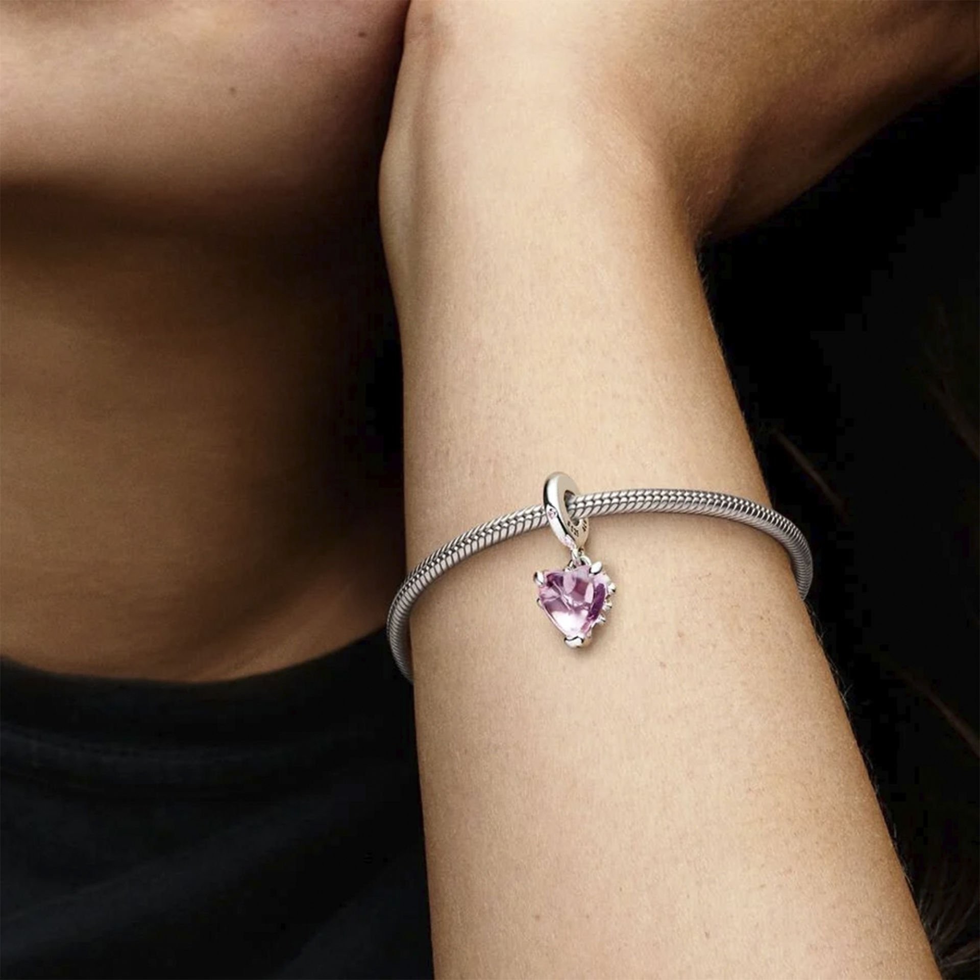 Nur Silver Pembe Aile Ağacı ve Kalp Sallantılı Charm NUR-CM00453