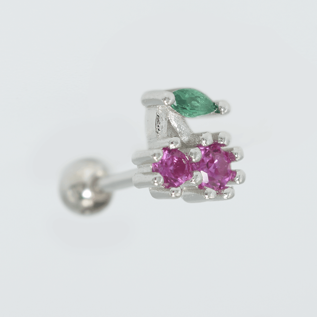Nur Silver Kiraz Tragus Gümüş Küpe NUR-KP00009