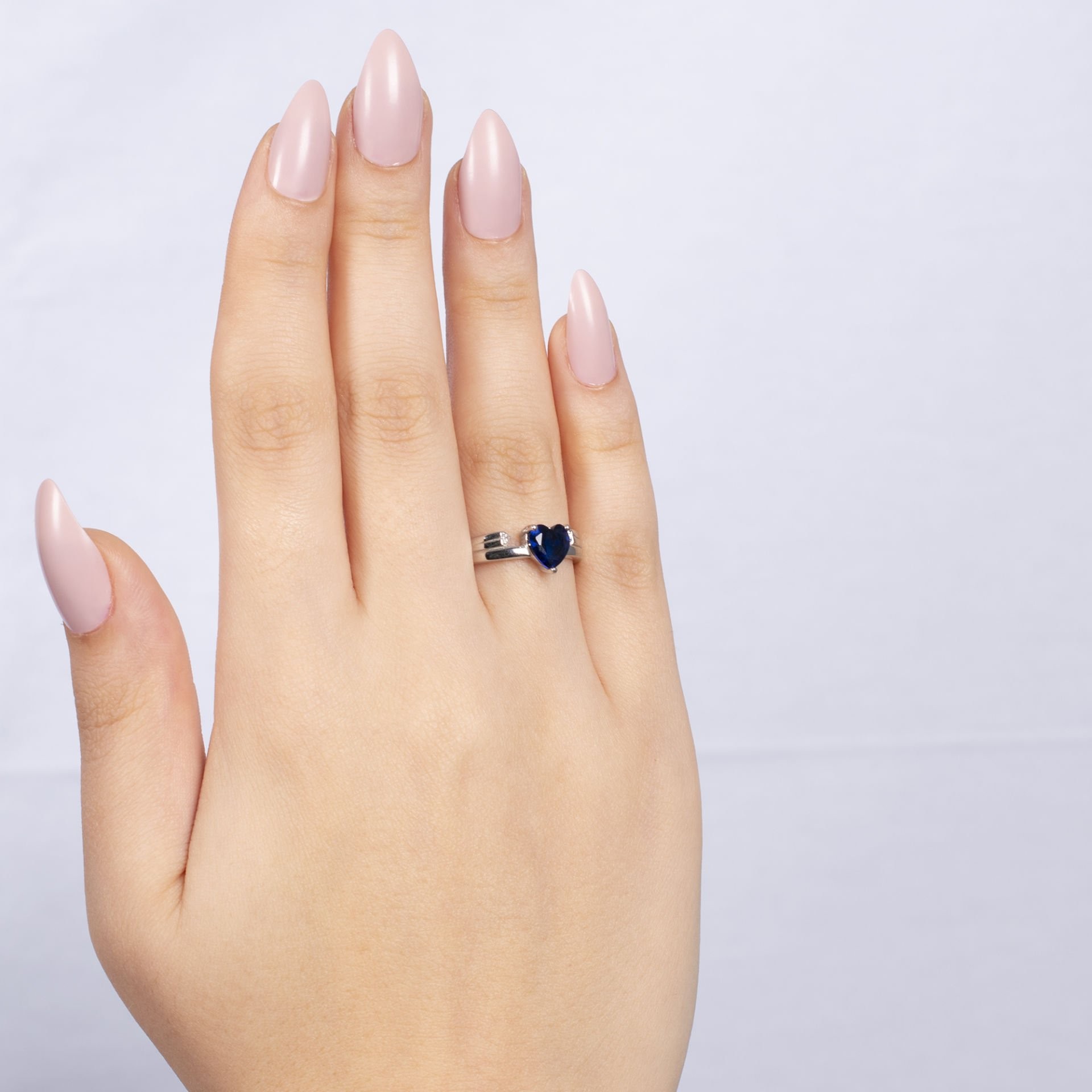 Nur Silver Mavi Kalpli Gümüş Yüzük NUR-YK00259