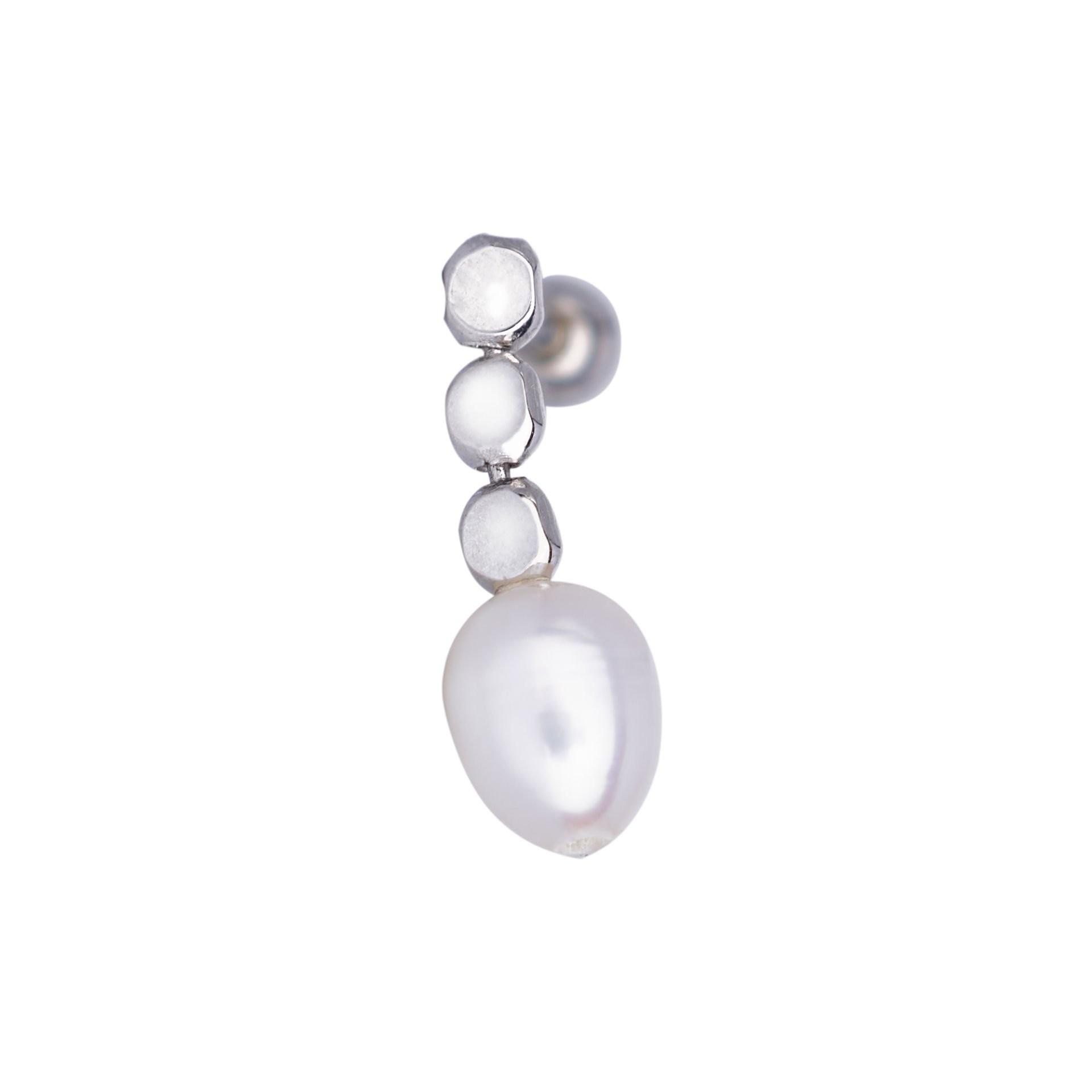 Nur Silver İncili Tragus Gümüş Küpe NUR-KP00094