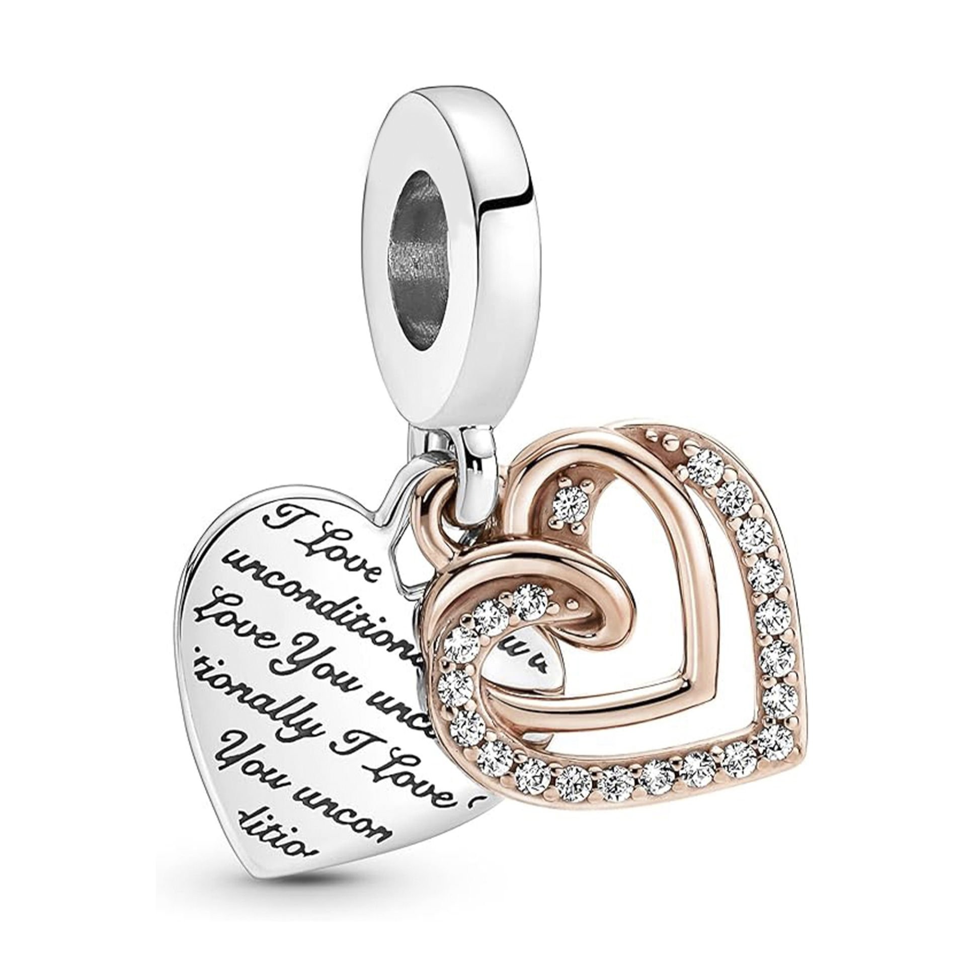 Nur Silver İç Içe Kalpler Çift Sallantılı Charm NUR-CM00364
