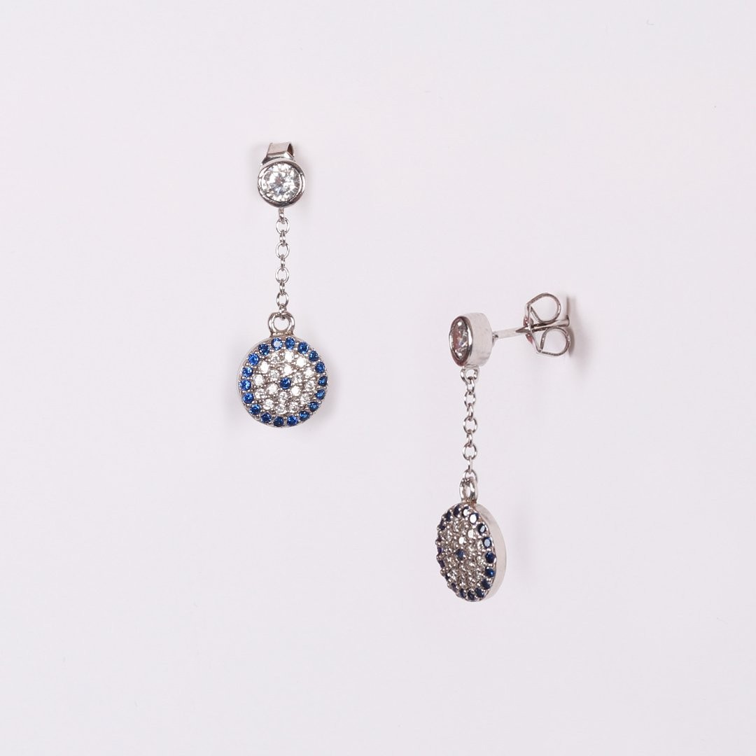 Nur Silver Sallantılı Nazar Boncuğu Gümüş Küpe NUR-KP01047