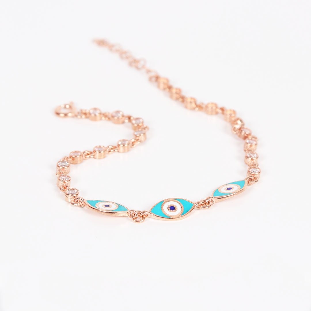 Nur Silver Mavi Göz Gümüş Bileklik NUR-BL00179