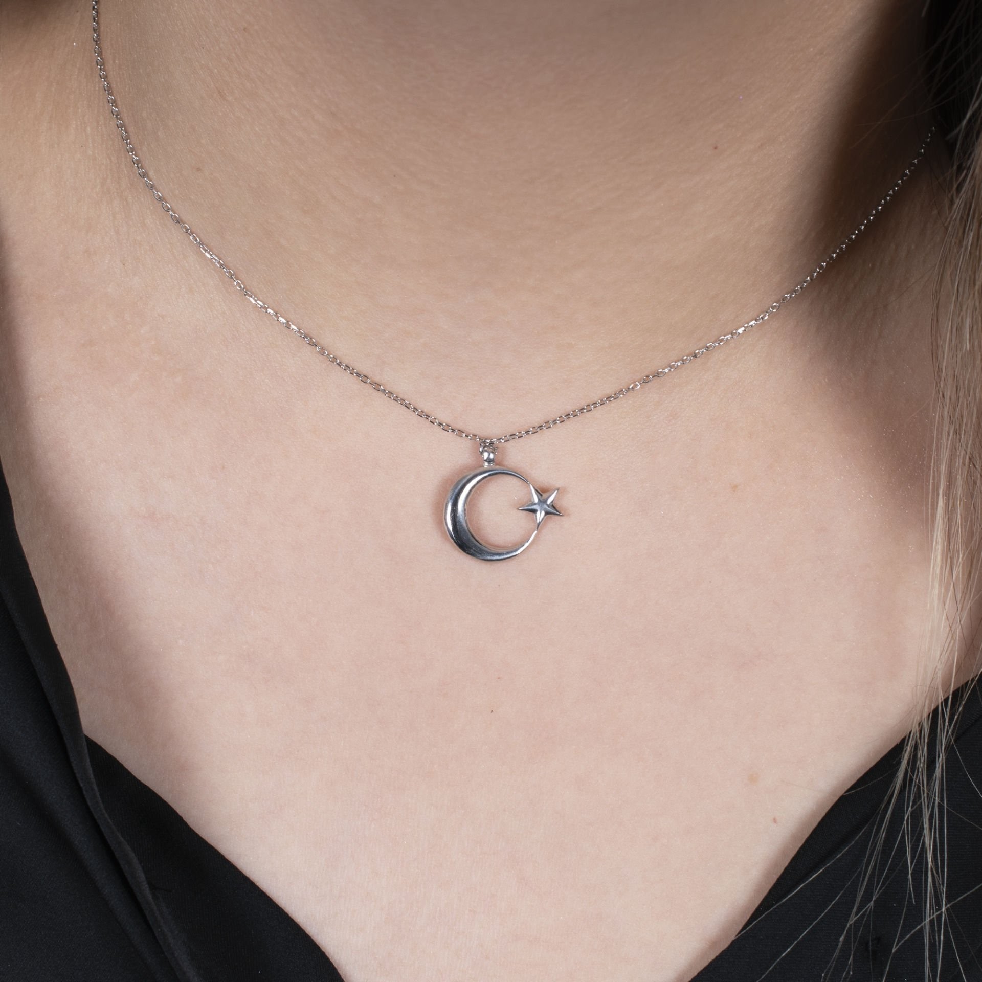 Nur Silver Ayyıldız Gümüş Kolye NUR-KY03189
