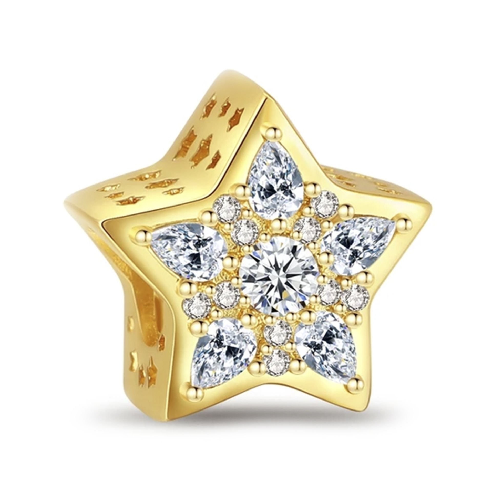 Nur Silver Gold Renkli Yıldız Gümüş Charm NUR-BL00056