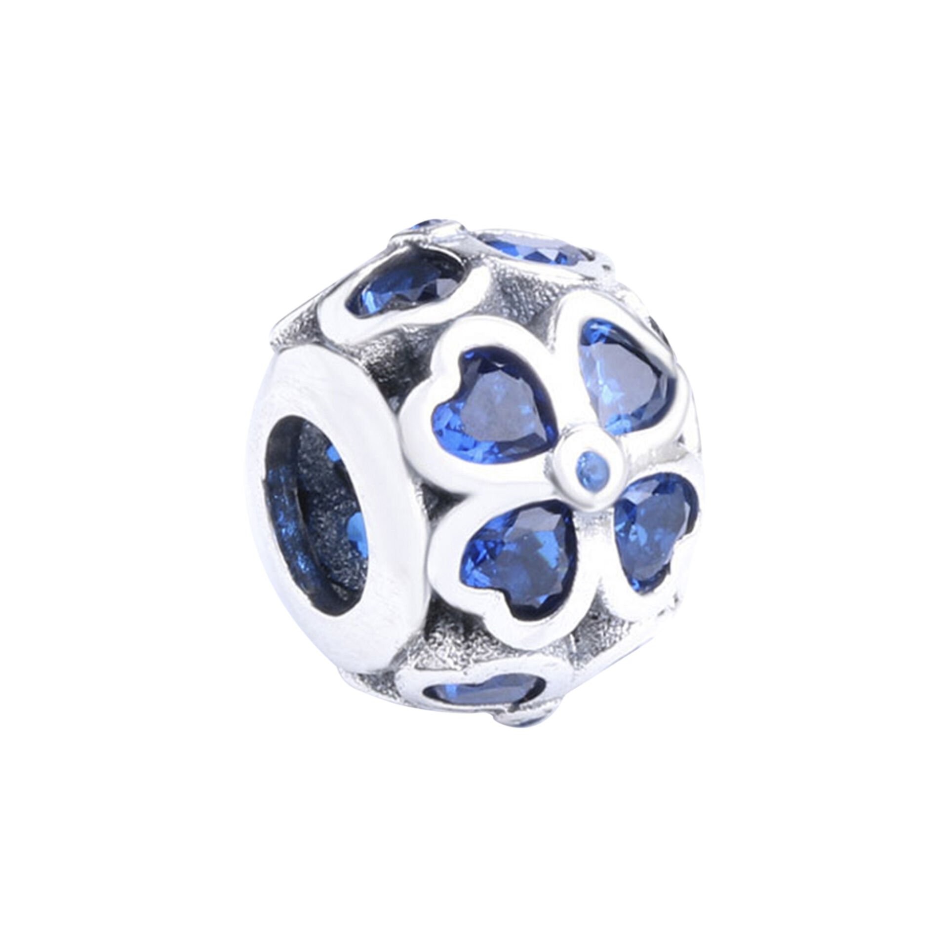 Nur Silver Mavi Taşlı Yonca Gümüş Charm NUR-BL00988