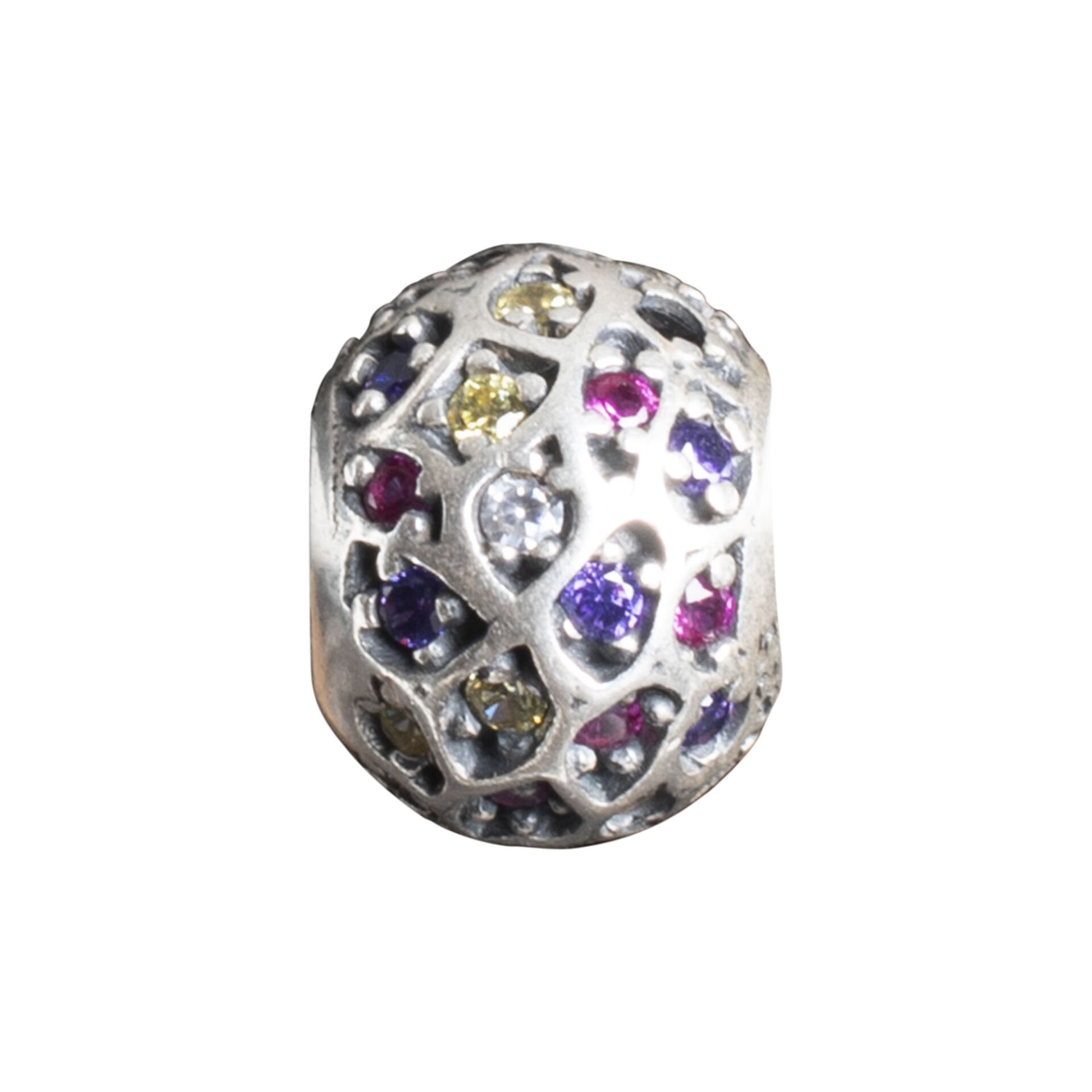 Nur Silver Rengarenk Taşlı Yuvarlak Gümüş Charm NUR-BL00184