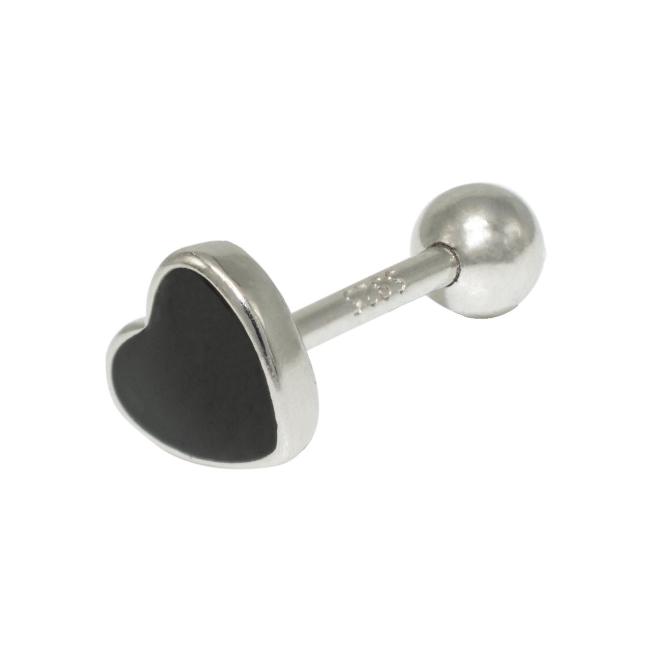 Nur Silver Kalp Tragus Gümüş Küpe NUR-KP02025
