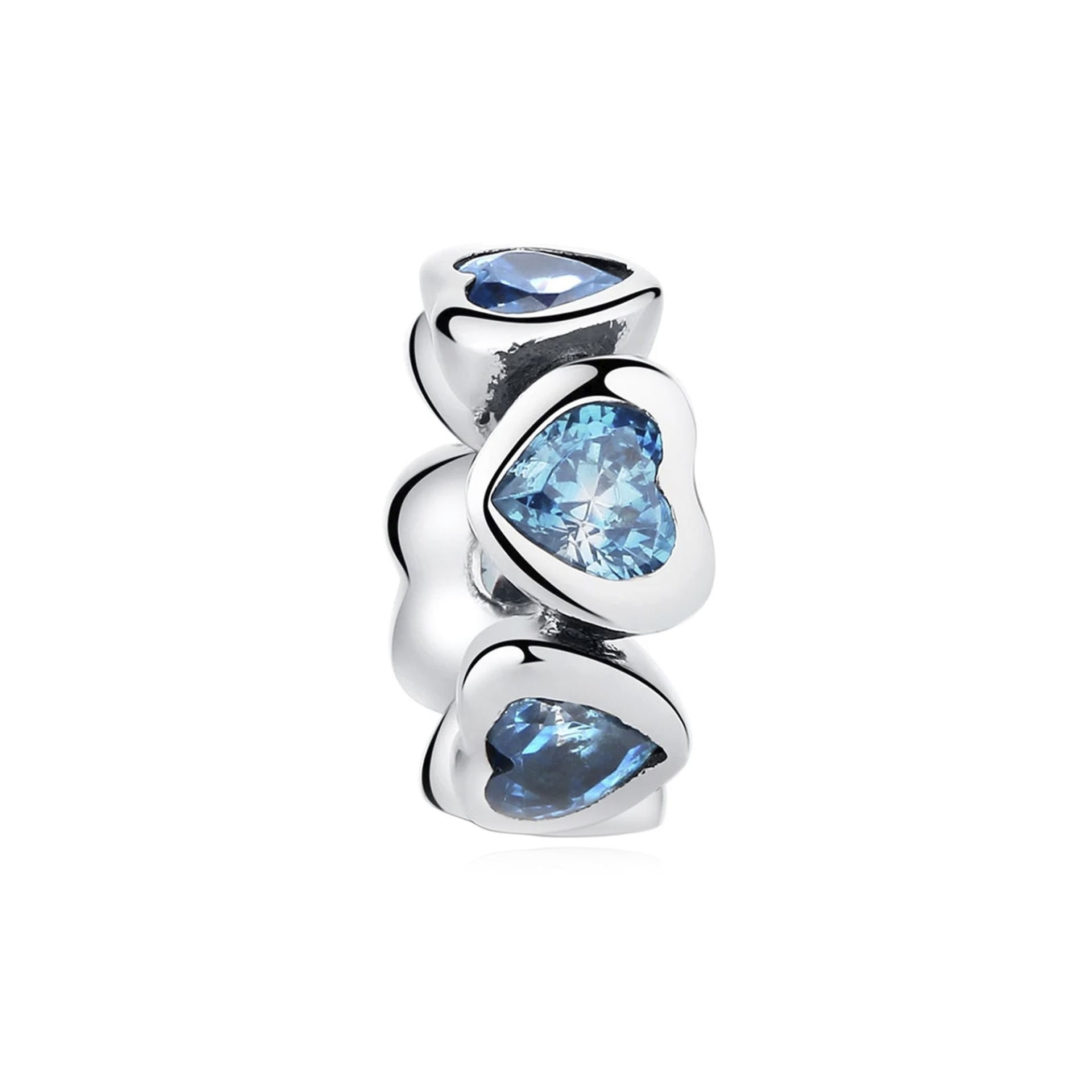 Nur Silver Mavi Taşlı Kalp Gümüş Charm NUR-BL12439