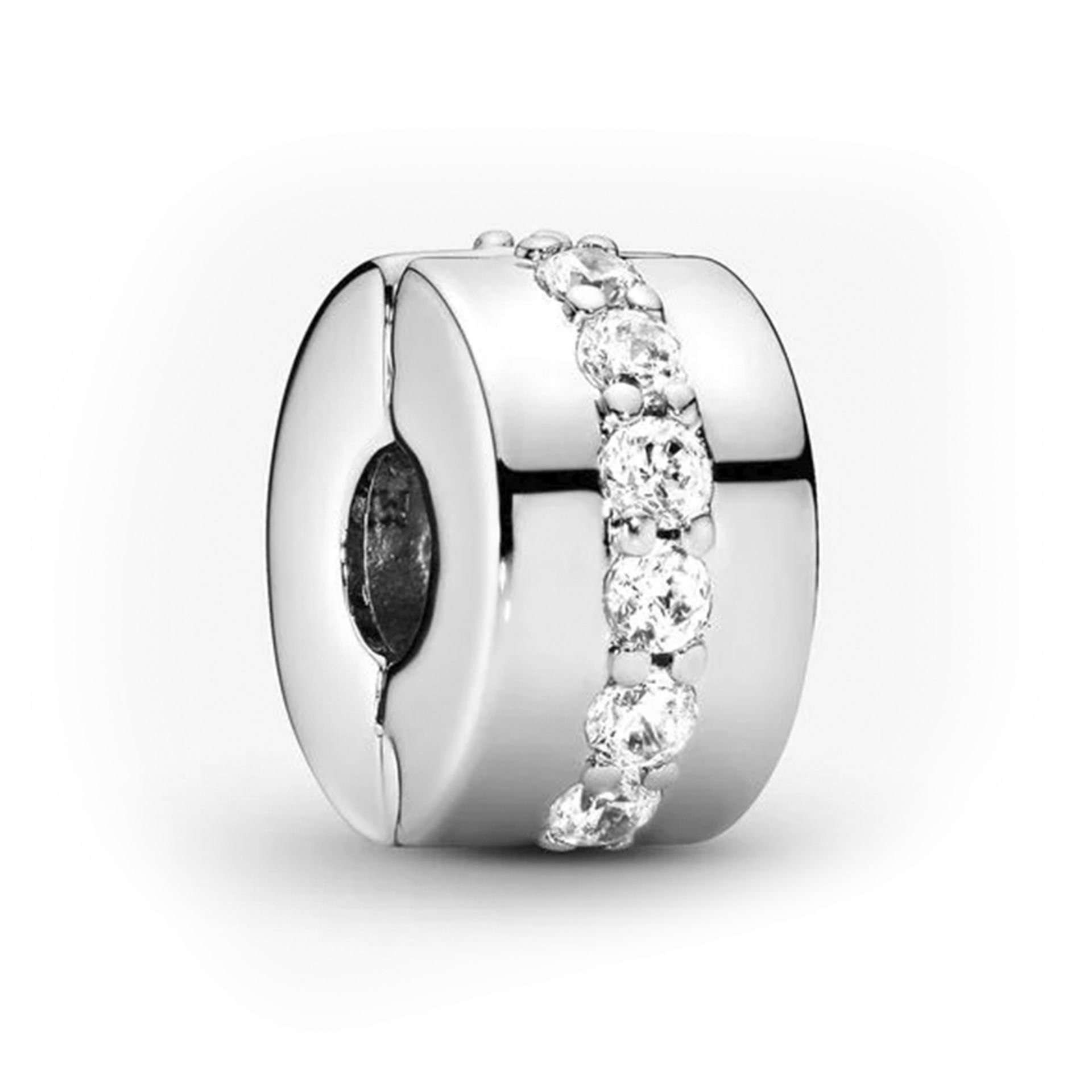 Nur Silver Beyaz Taşlı Durdurucu Gümüş Charm NUR-BL00244
