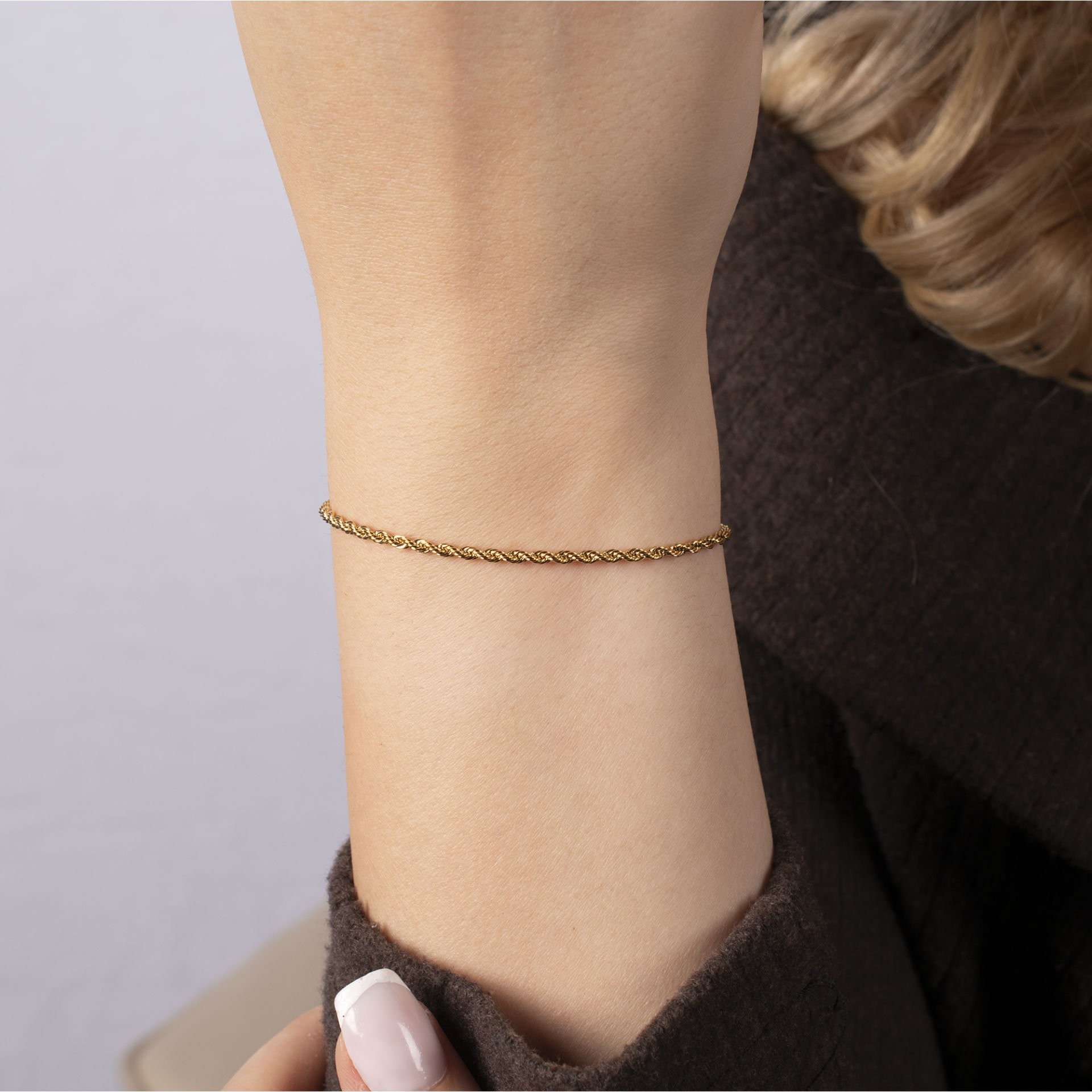 Nur Silver Gold Burgu Zincir Çelik Bileklik NUR-CB00012