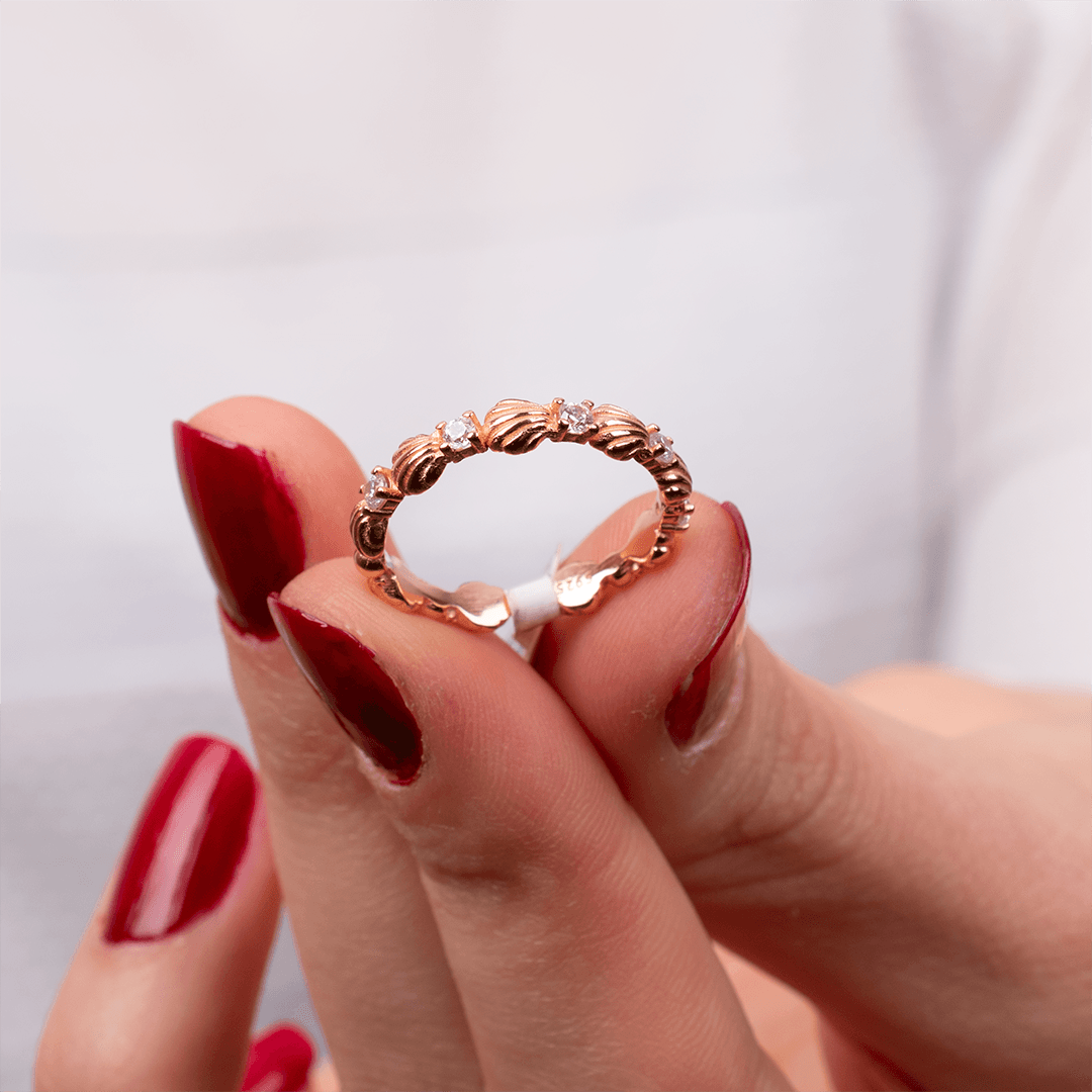 Nur Silver Rose Renk İstiridye Gümüş Yüzük NUR-YZ00131