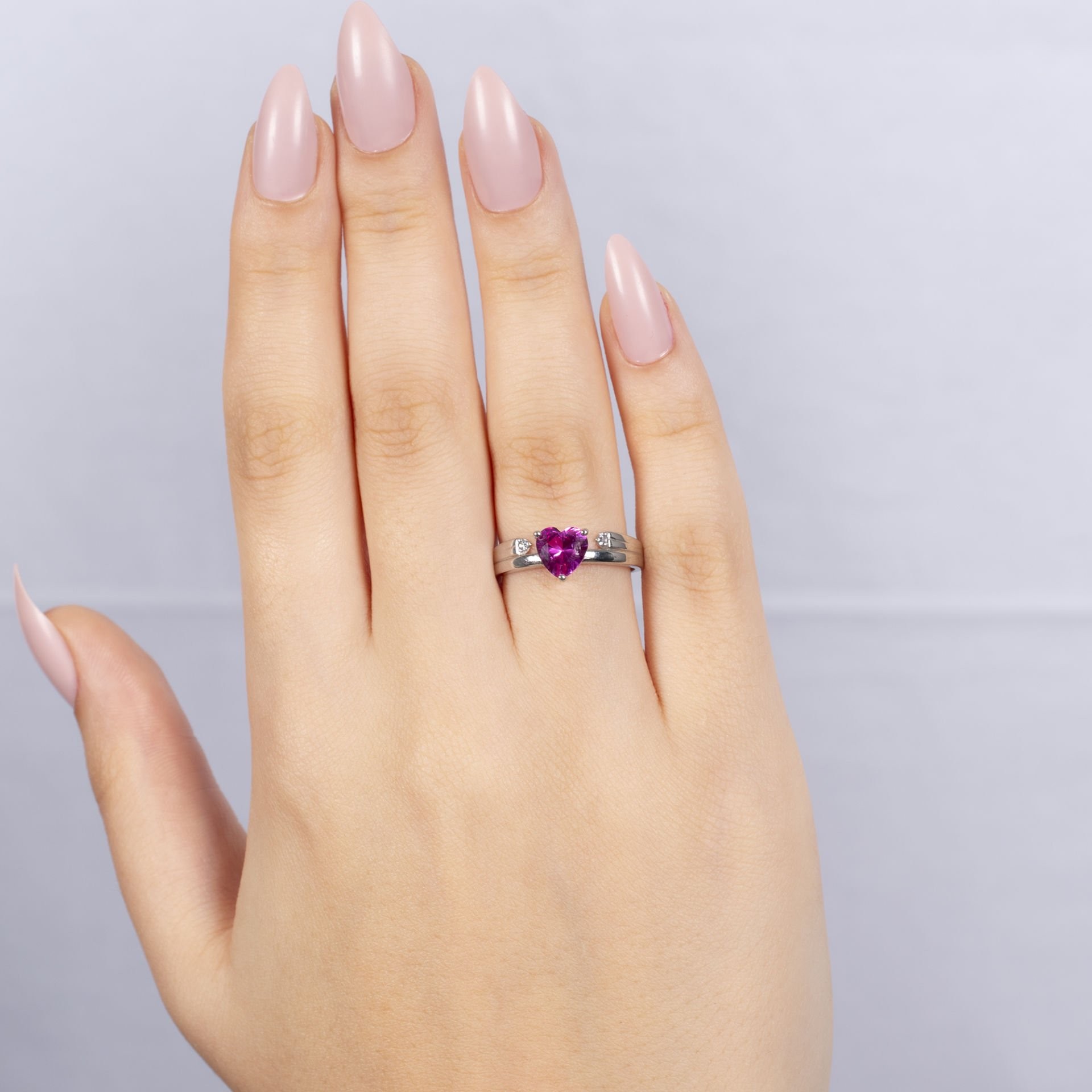 Nur Silver Pembe Kalpli Gümüş Yüzük NUR-YK00339