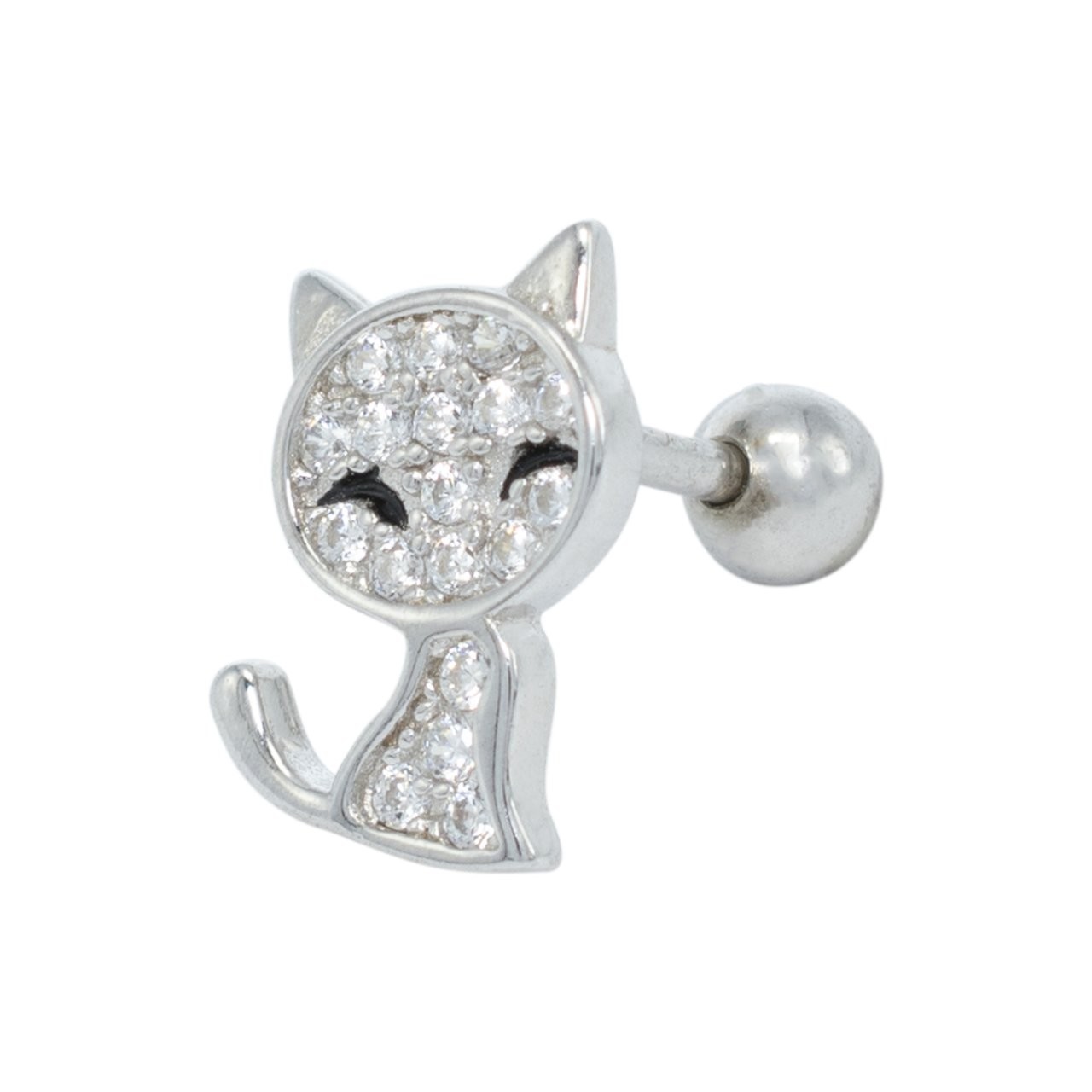 Nur Silver Kedi Tragus Gümüş Küpe NUR-KP02040
