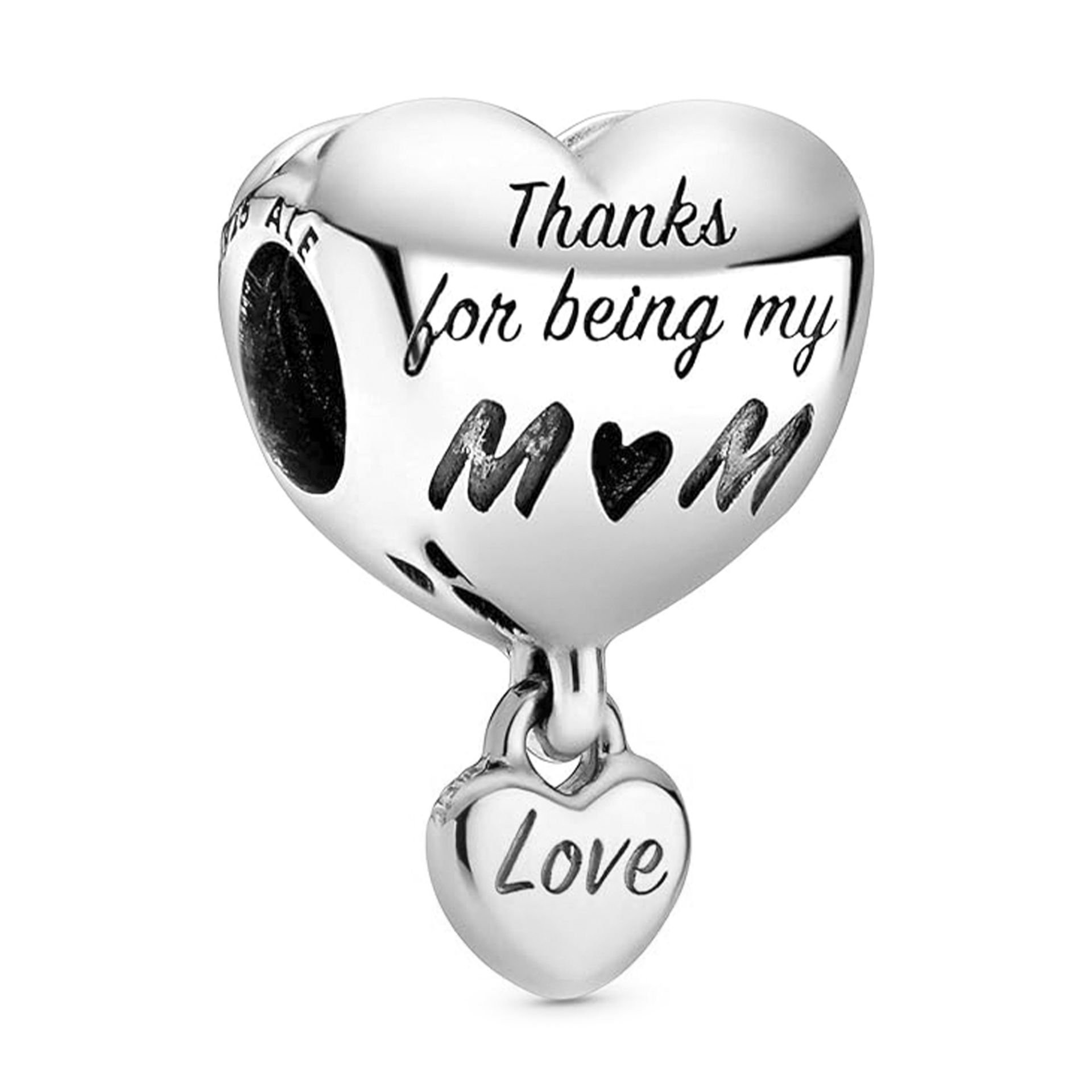 Nur Silver Thanks Mom Kalp Gümüş Charm NUR-BL00338