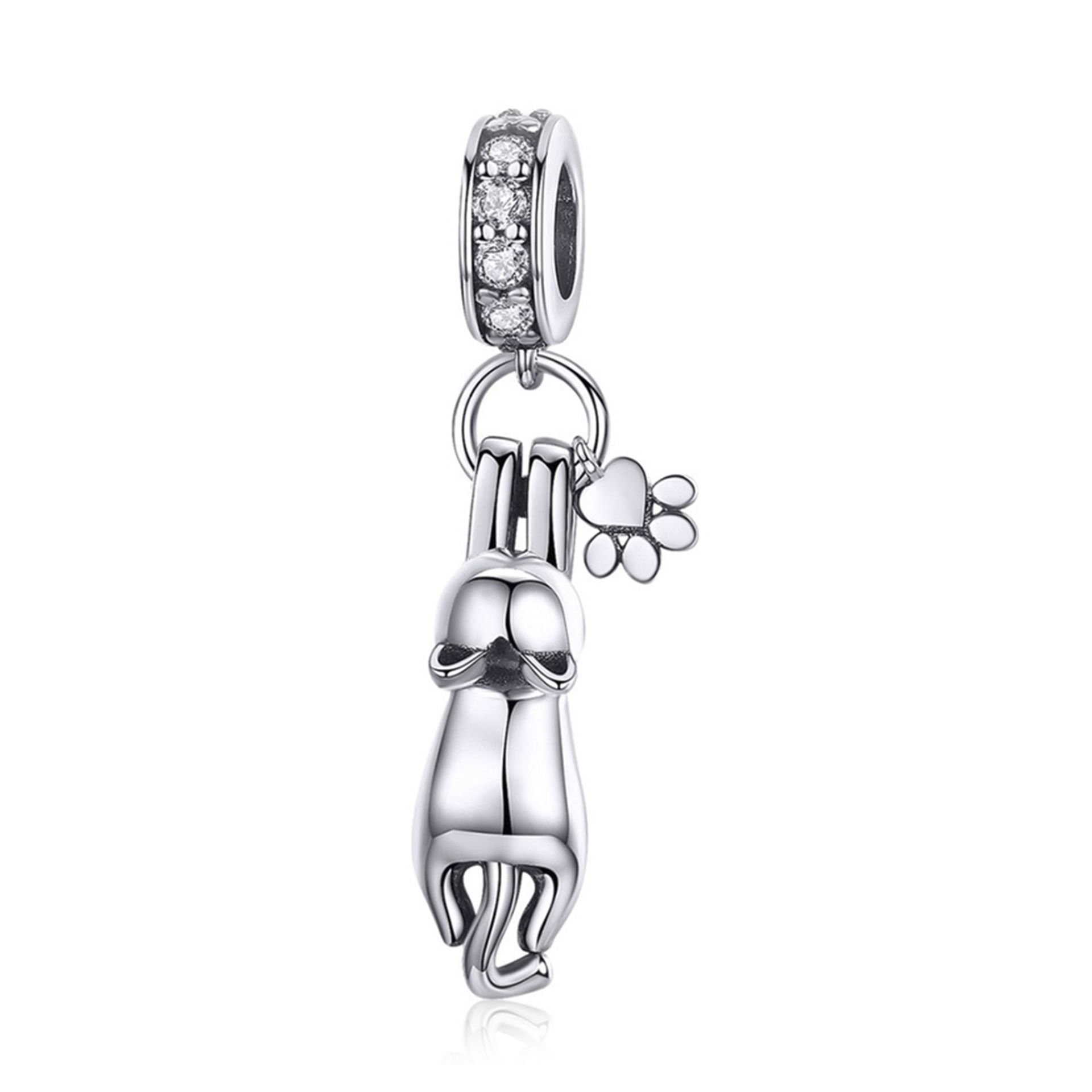 Nur Silver Eternal Sevimli Kedi Gümüş Sallantılı Charm NUR-CH00005
