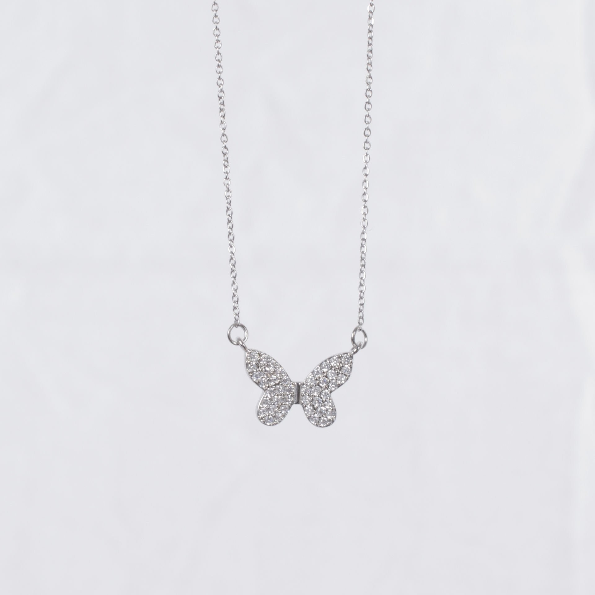 Nur Silver Taşlı Kelebek Çelik Kolye NUR-CL00406