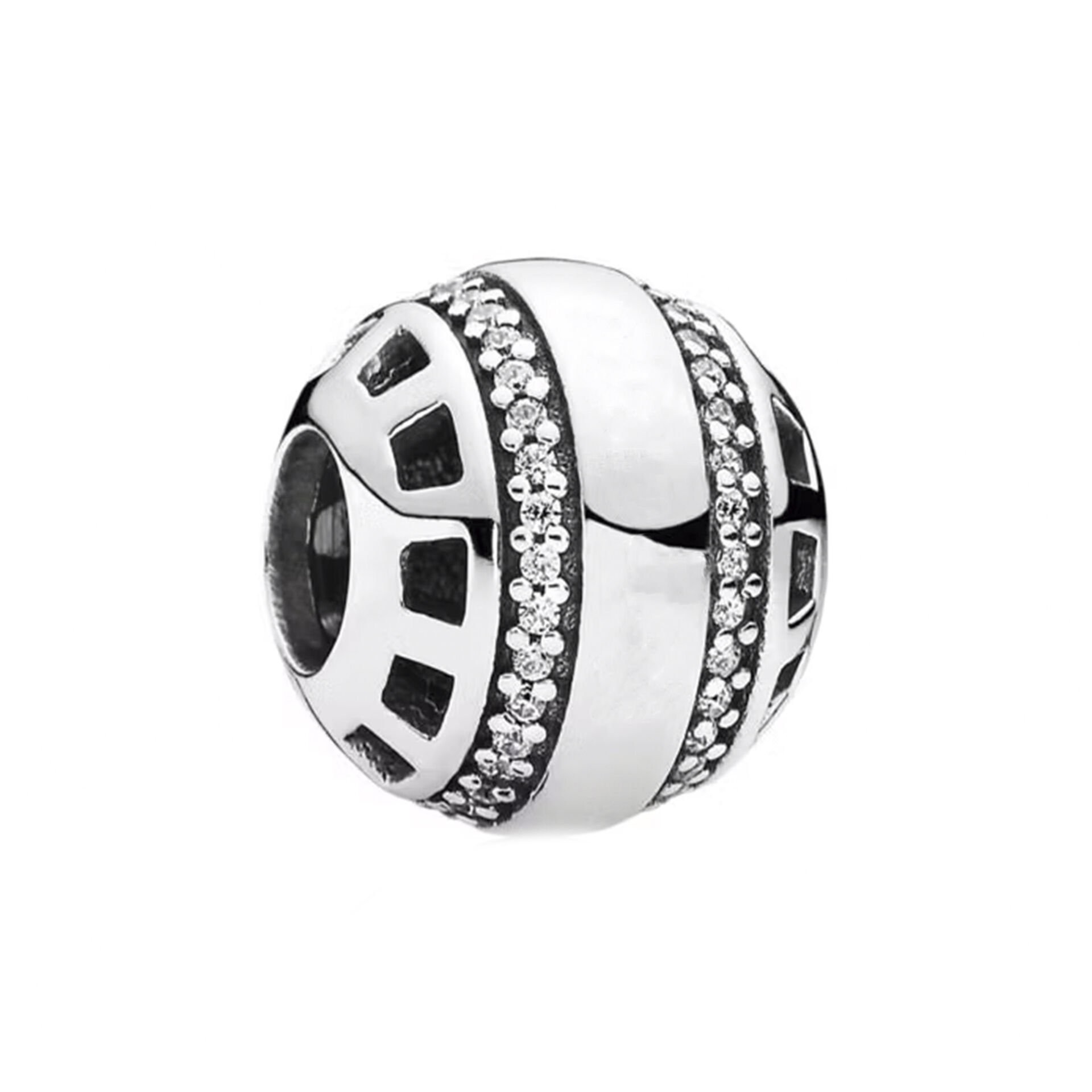 Nur Silver Taş Detay Yuvarlak Gümüş Charm NUR-BL00162