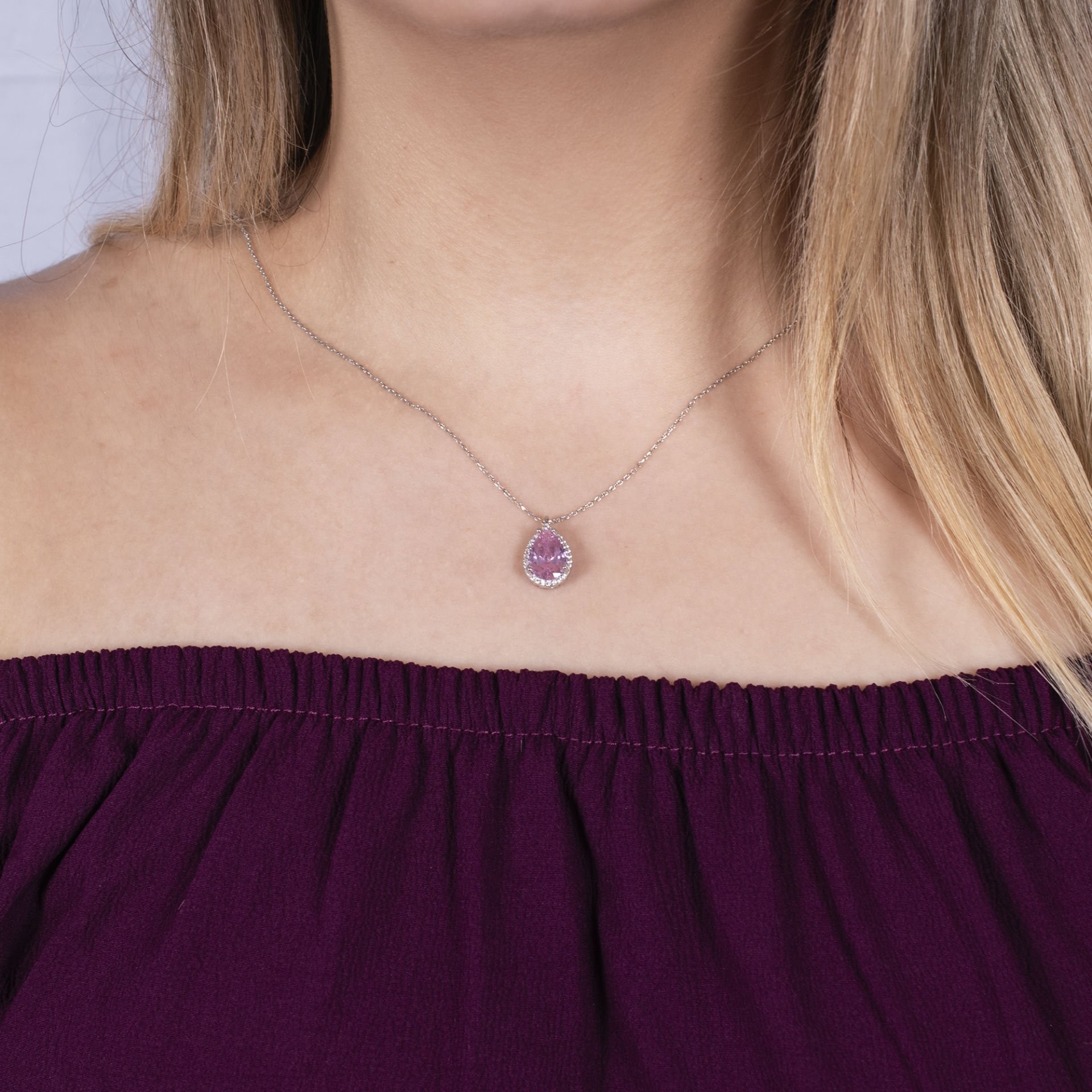 Nur Silver Su Damlası Gümüş Kolye NUR-KY03153