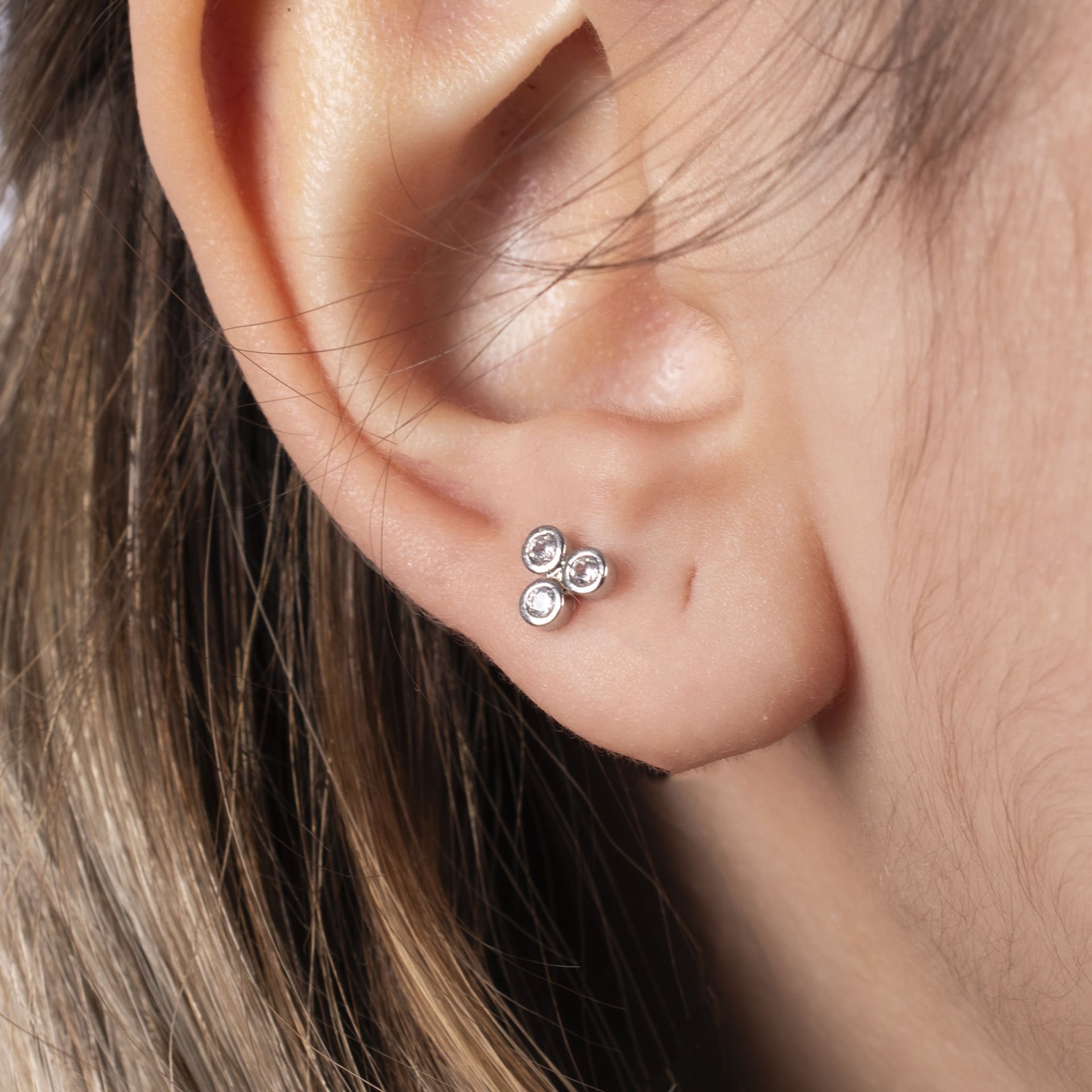 Nur Silver Üçlü Çelik Tragus Küpe NUR-KE03297