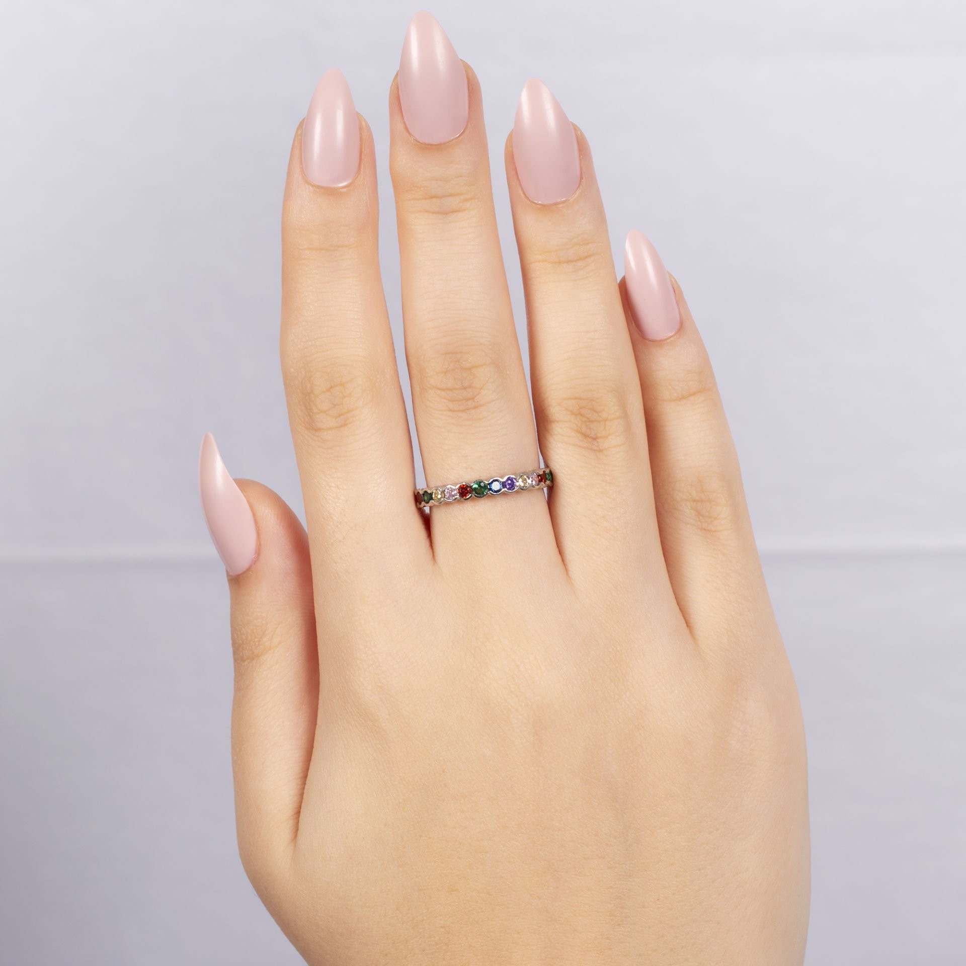 Nur Silver Renkli Tamtur Gümüş Yüzük NUR-YK00337