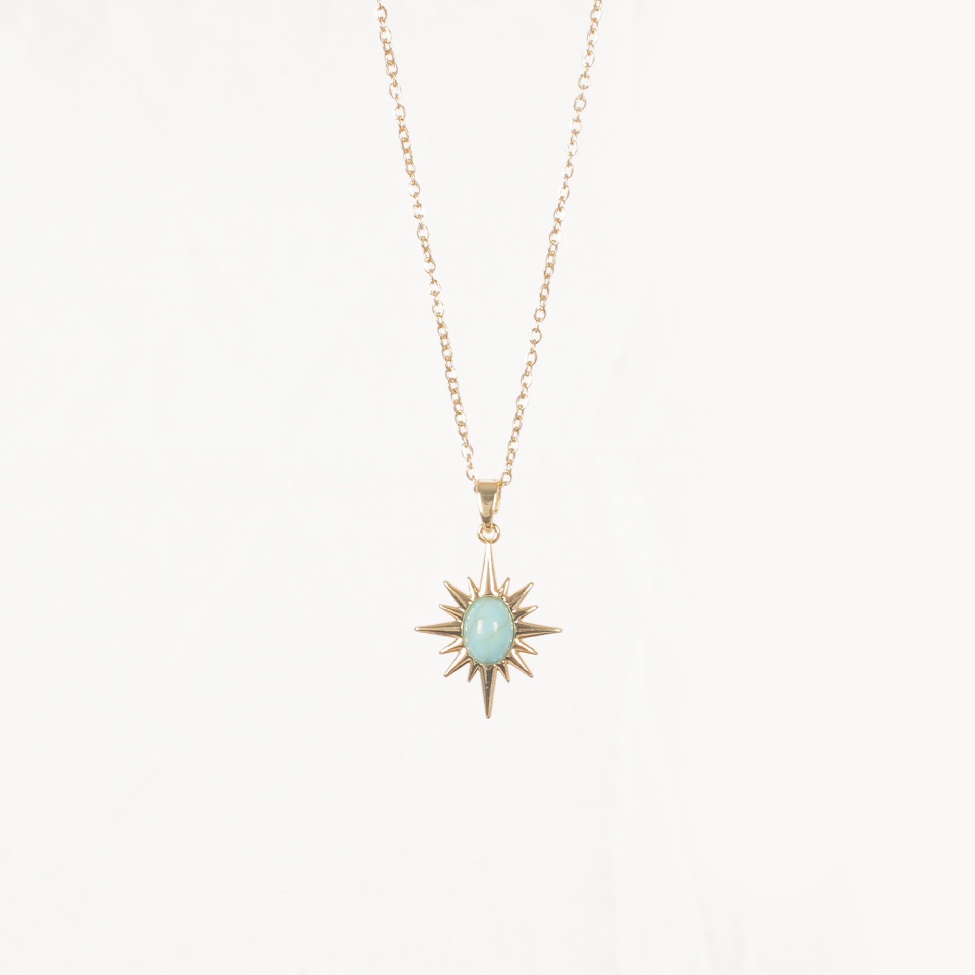 Nur Silver Mavi Taşlı Kutup Yıldızı Çelik Kolye NUR-CL00392